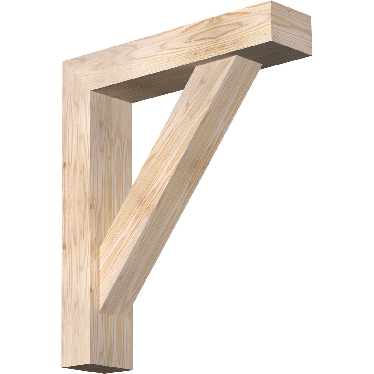 Ekena Millwork 1465046 Traditional Block Smooth Bracket with Offset Brace Douglas Fir Wood Standard Bracket