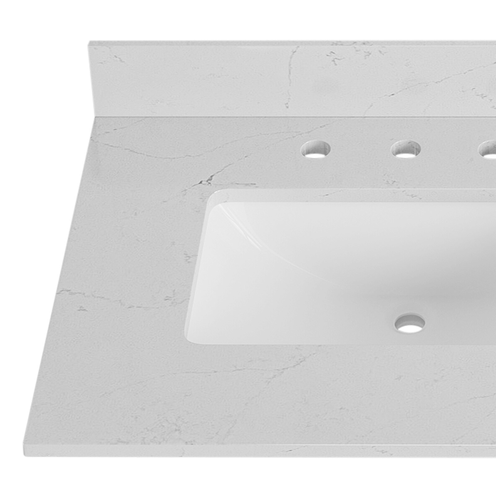 Bianco Bella 61'' White Quartz Double Undermount Sink Vanity Top