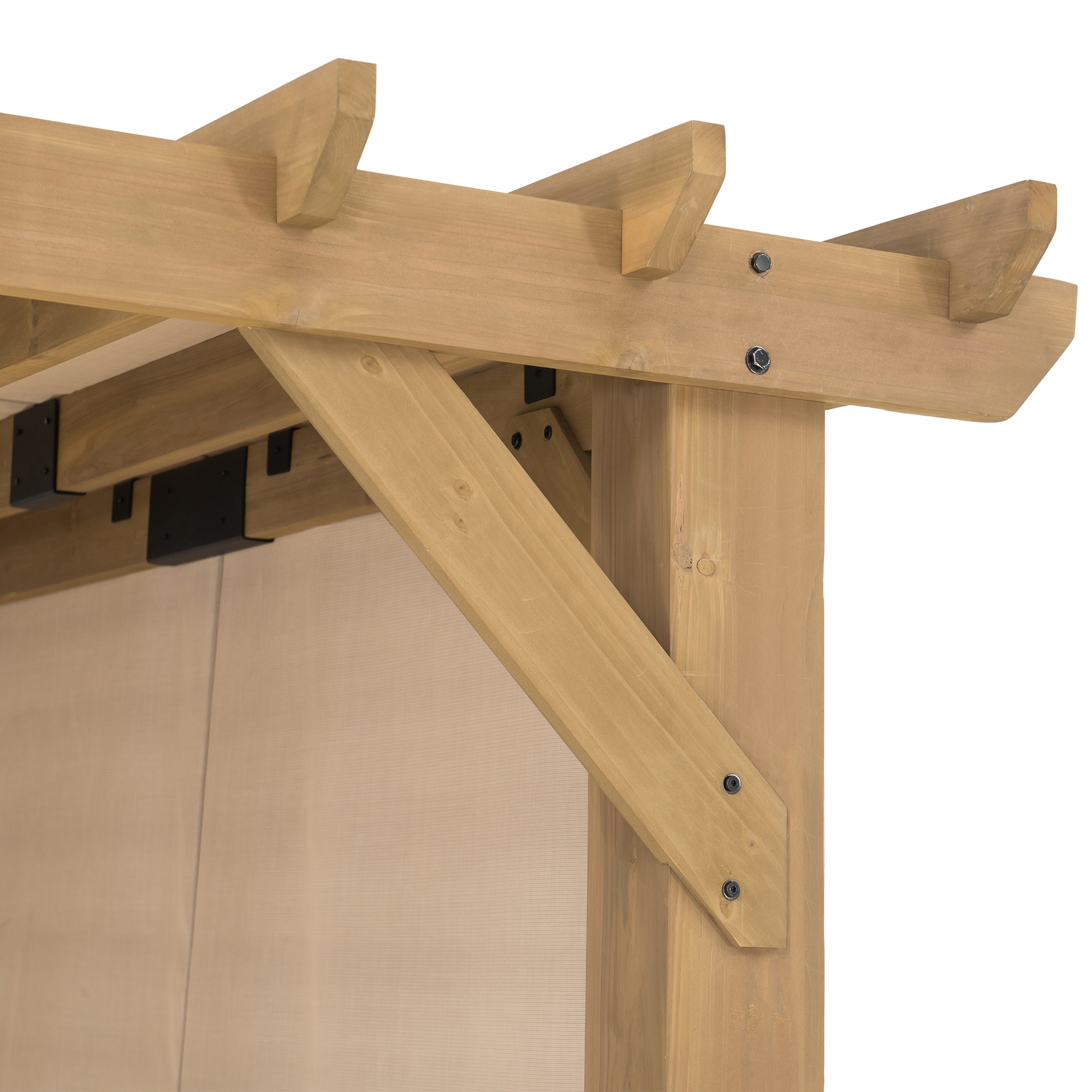 Cedar Wood 10x11 ft Pergola with Tan Adjustable Canopy