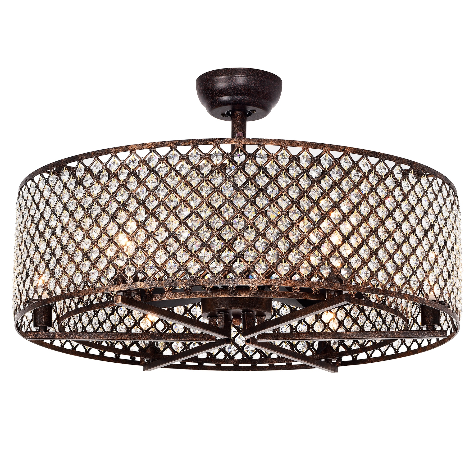 Home Accessories Inc CFL-8235RB 29.1-Inches Rustic bronze with Rustic bronze Blades Indoor Downrod mount Fandelier Ceiling Fan With Light and Remote ( 3 -Blade)
