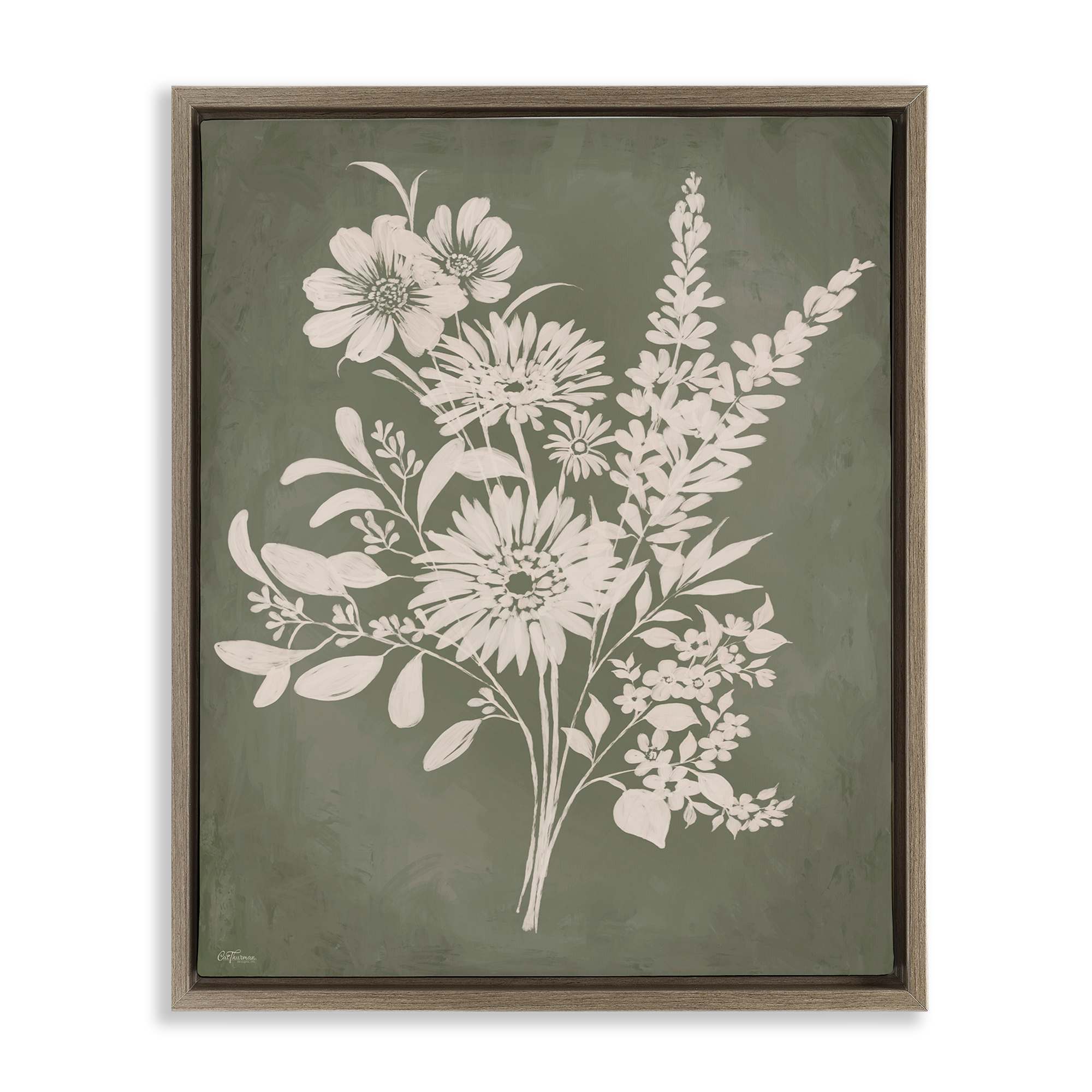 Stupell Industries BT-603-FFE-24X30 Bunches of Wildflower Herbs Brown Framed Floater Canvas Wall Art By Cat Thurman Designs 25 x 31