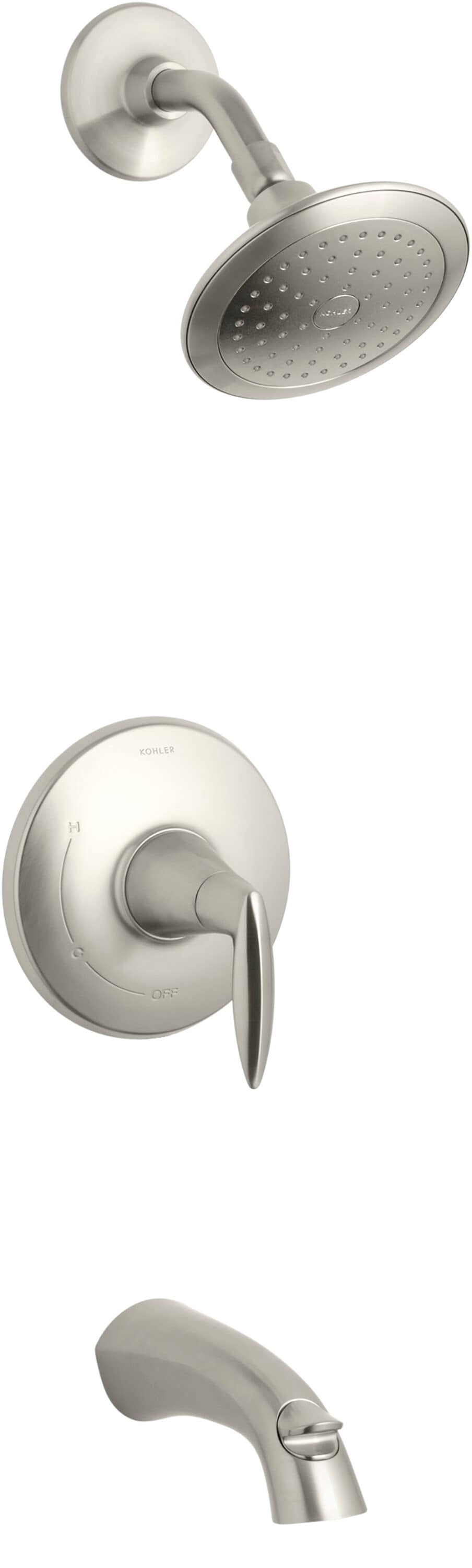 KOHLER TS45104-4-BN Alteo Vibrant Brushed Nickel 1-handle Single function 6.4375-Inches Round Bathtub and shower Faucet