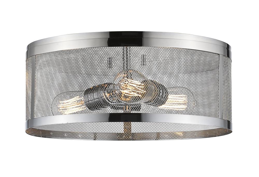 Z-Lite 331F14-CH Meshsmith 1 -Light 14.875-in Polished Chrome Flush Mount Light