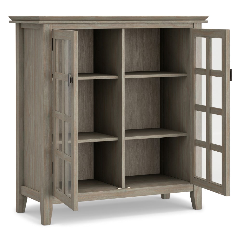 Distressed Grey Solid Wood 2-Door Accent Cabinet with Adjustable Shelves