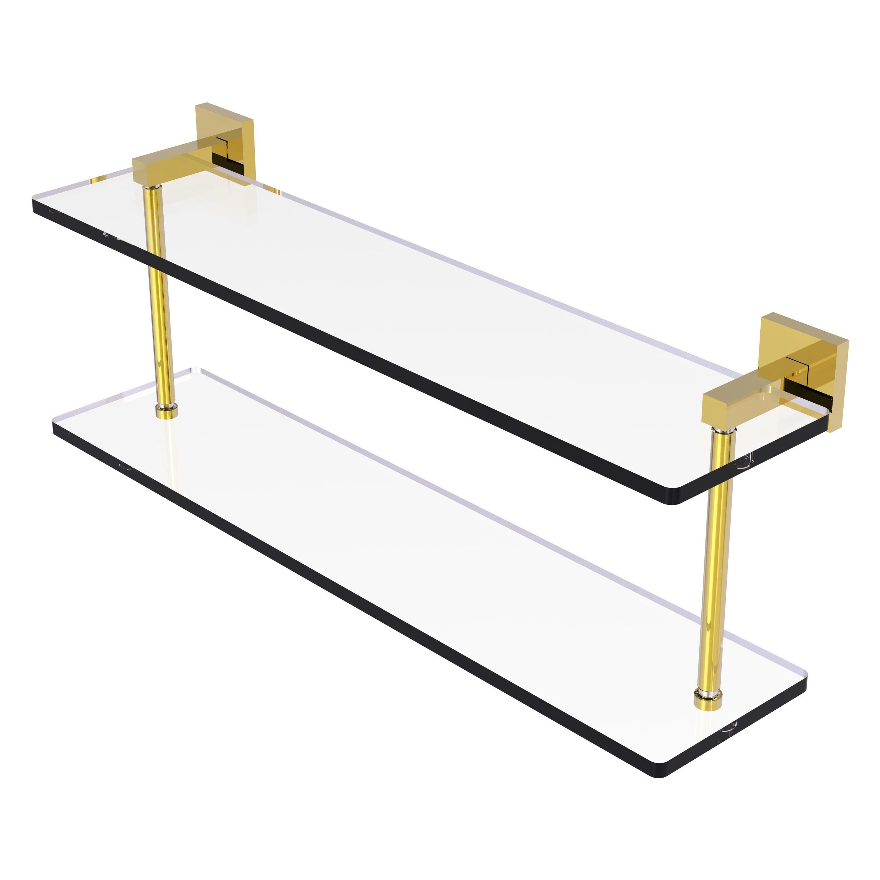 Allied Brass MT-2-22-PB Montero Polished Brass 2 -Tier Wall mount Bathroom Shelf ( 22-in x 8.3-in x 5-in )