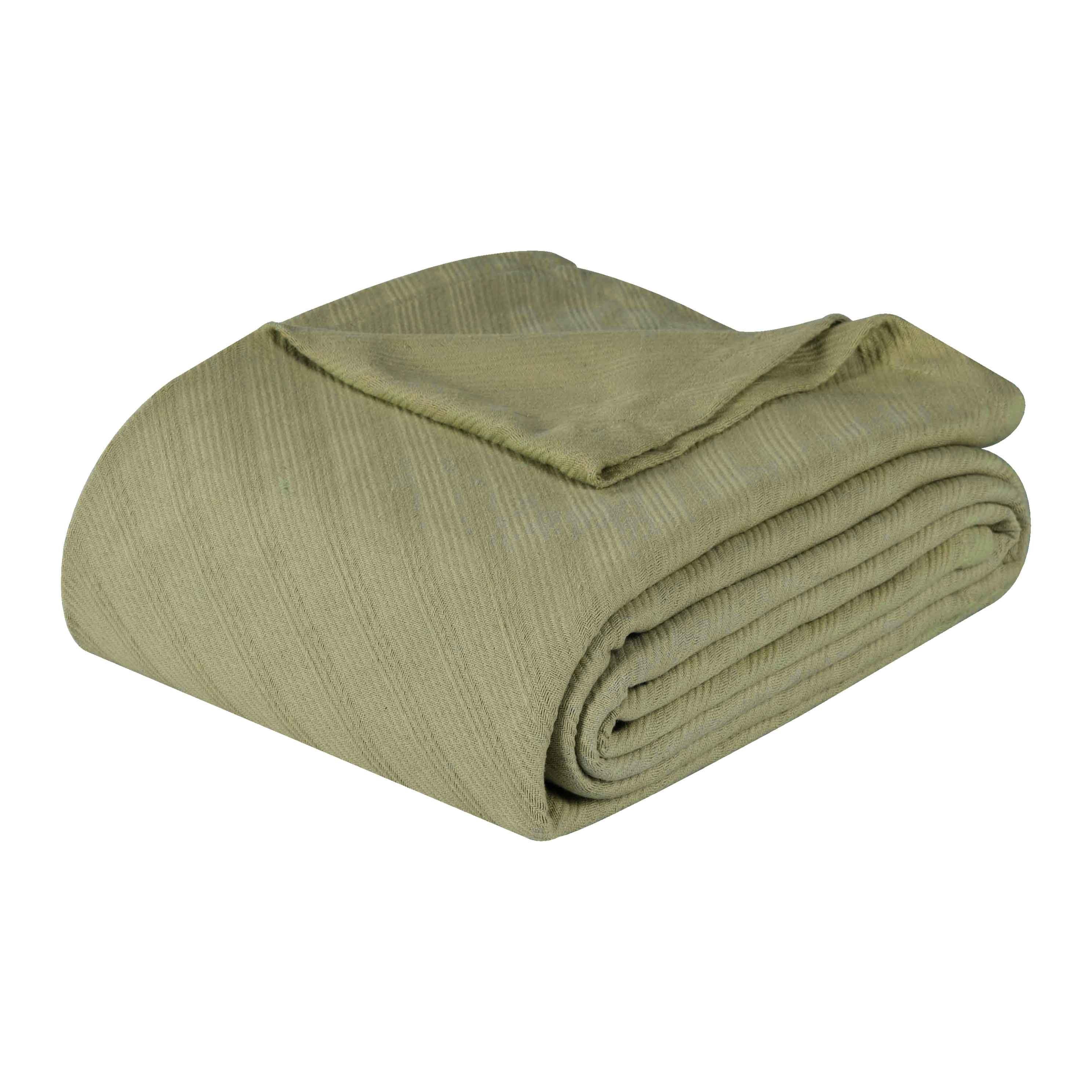 Slickblue 88-in x 90-in Cotton Textured Jacquard Striped Blanket for Queen Bed and Bedroom Layering Multiple Color Options