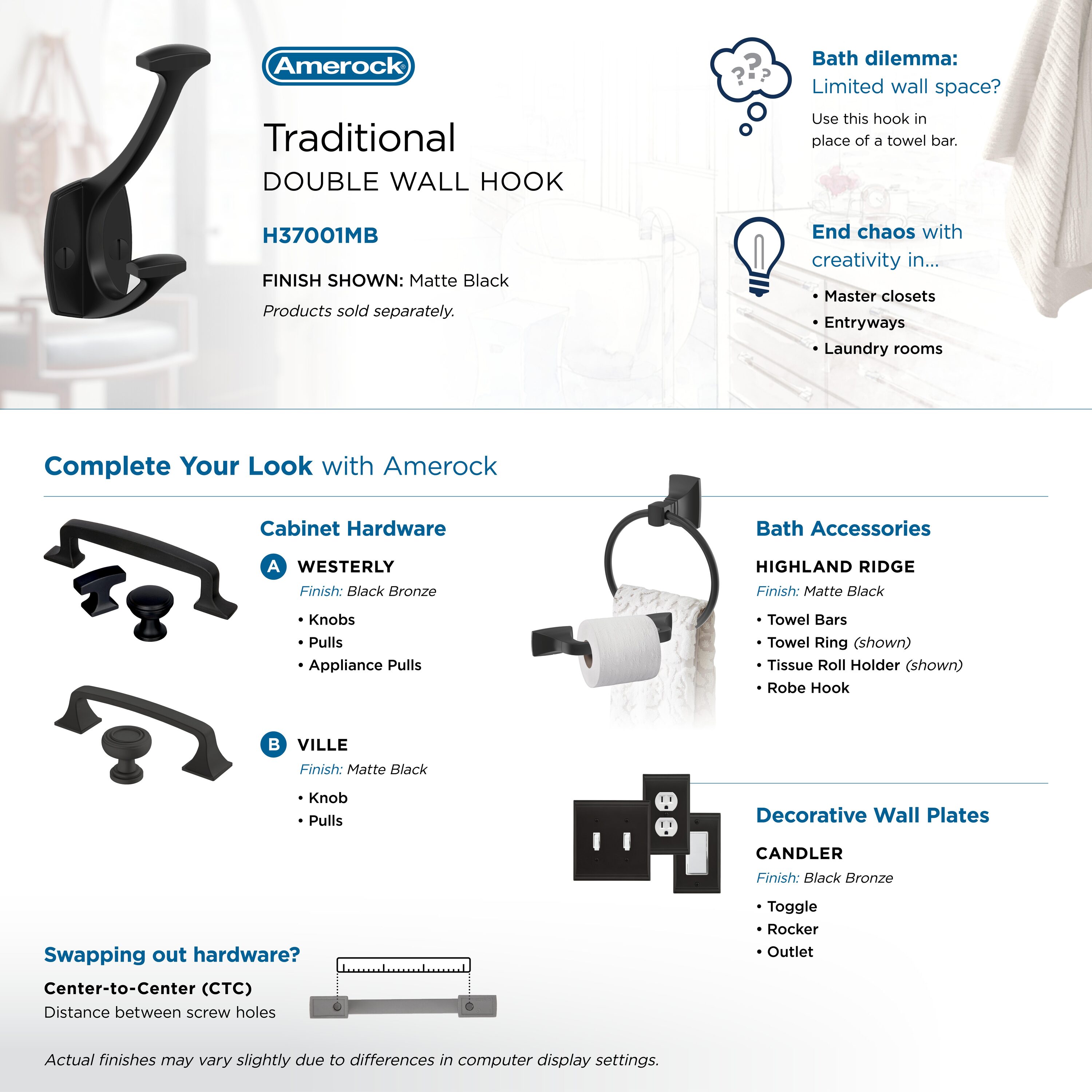 Amerock H37001MB Decorative-Wall-Hooks - View #6