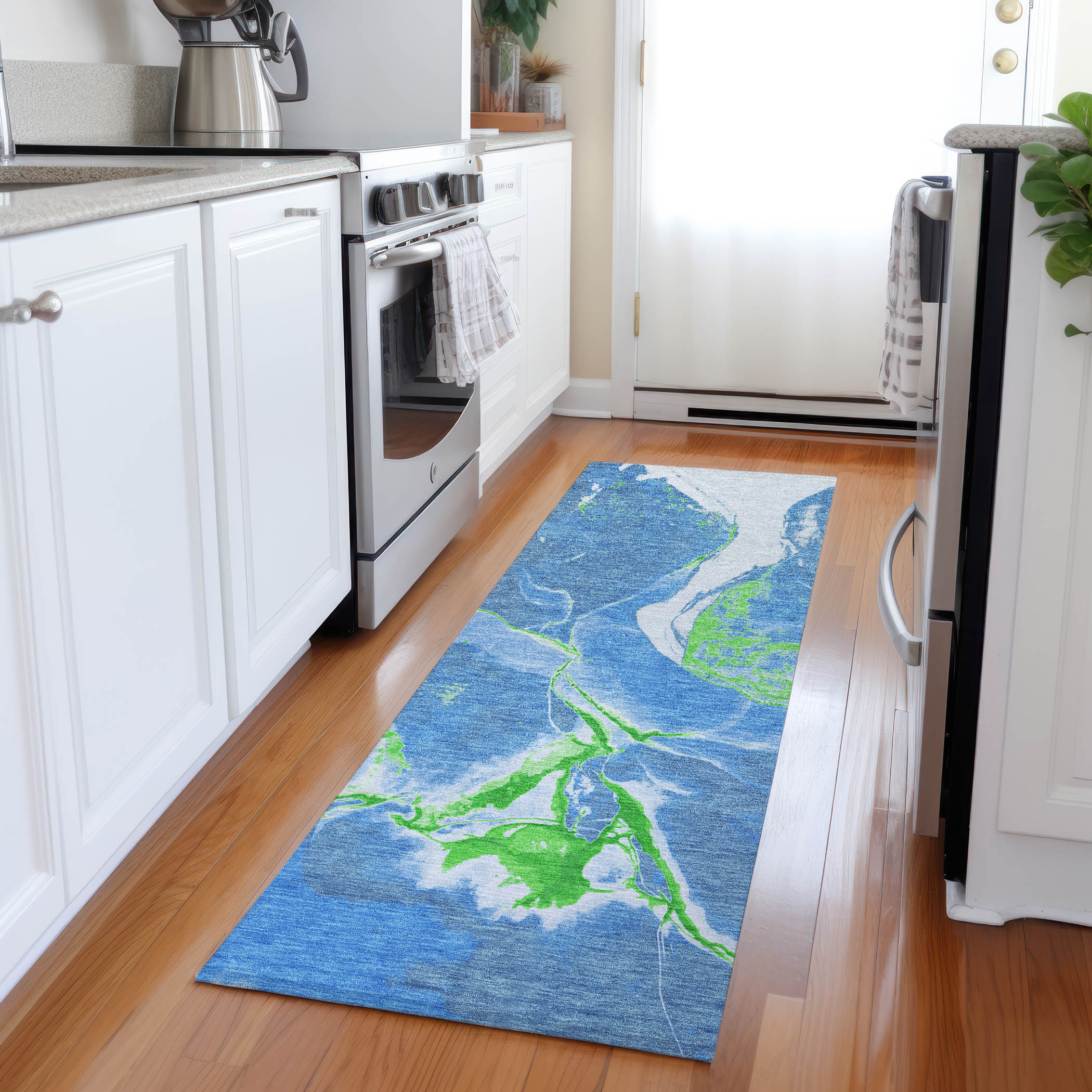 Addison Rugs ACN1005DN2X8 Chantille ACN1005DN 2 x 7 (ft) Polyester Denim Rectangular Indoor/Outdoor Geometric Machine washable Runner rug