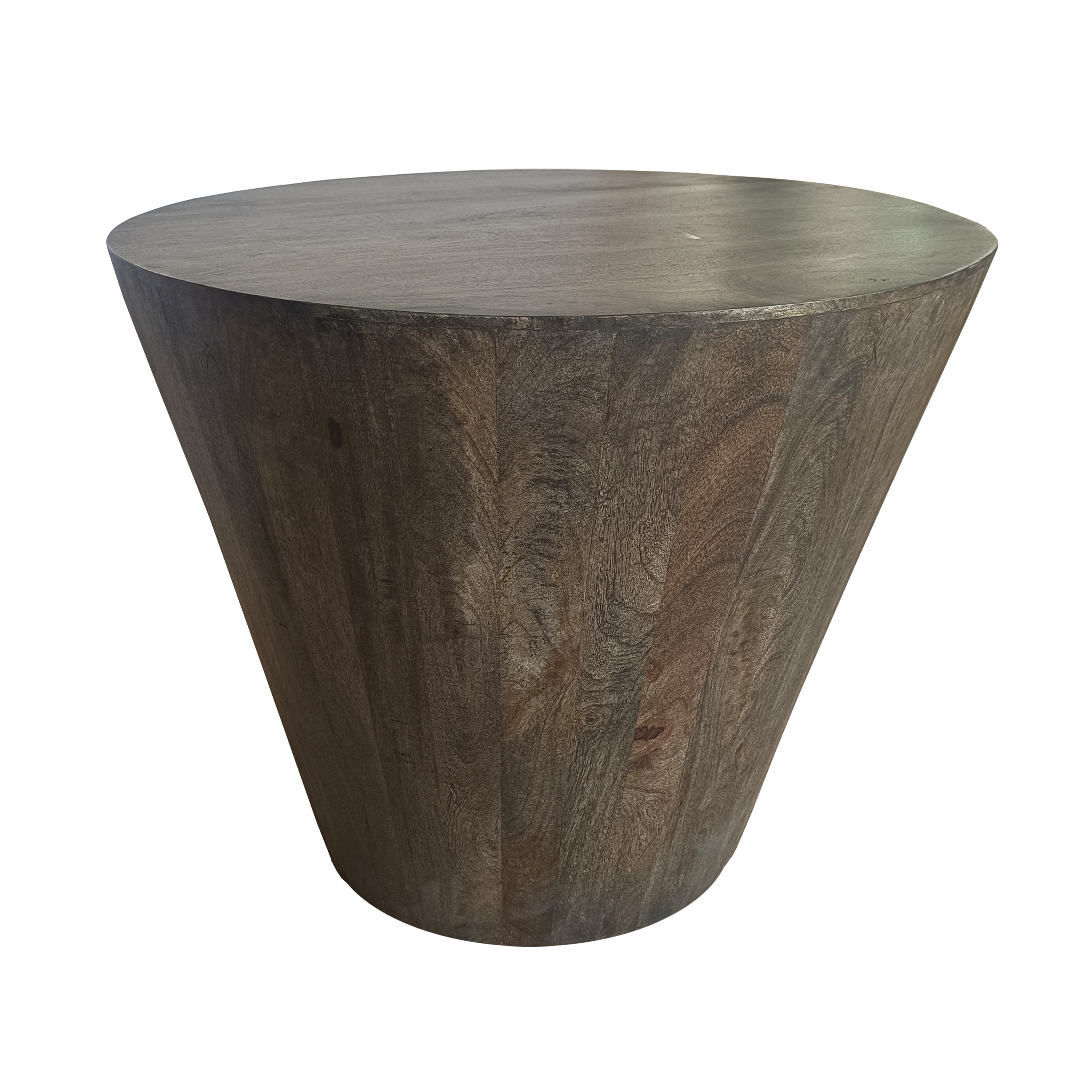 Benzara UPT-296152 24-in W x 18-in H Gray Wood Round Modern End Table