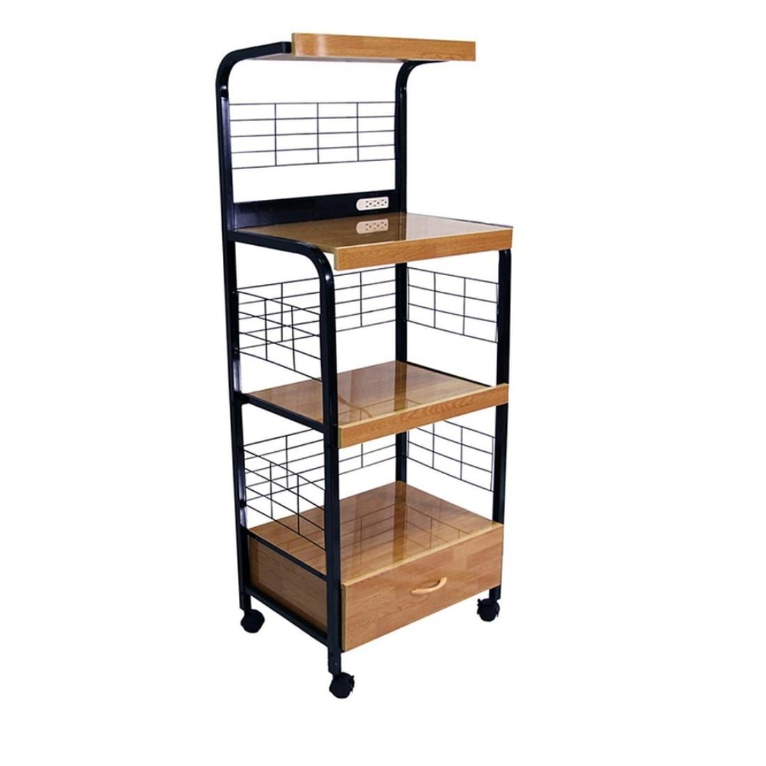 HomeRoots 4000469465 Brown Metal Base with Wood Wood Top Rolling Kitchen Cart ( 17-Inches x 25.5-Inches x 59.5-Inches )