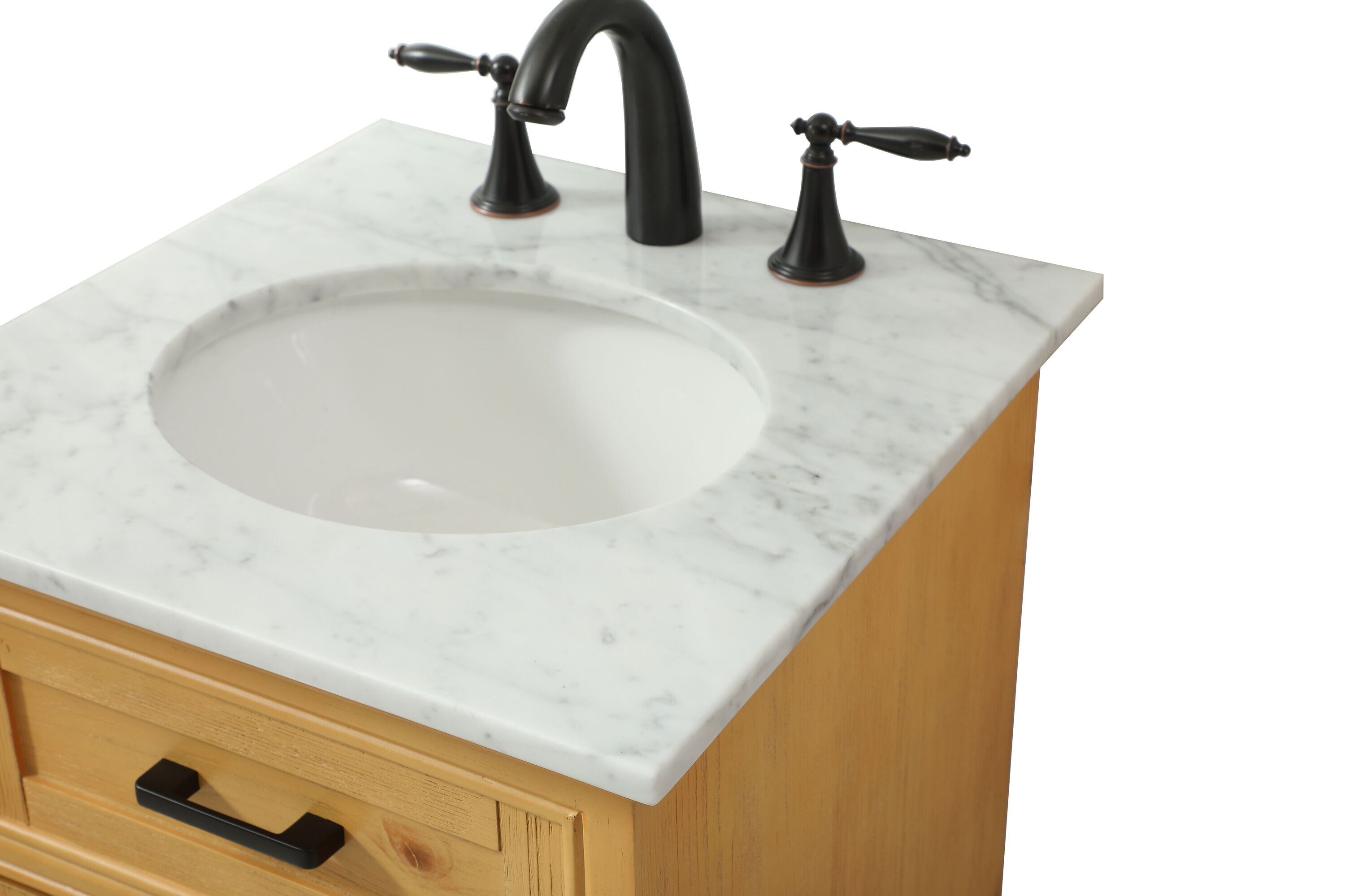 Natural Wood Single Bathroom Vanity with Marble Top
