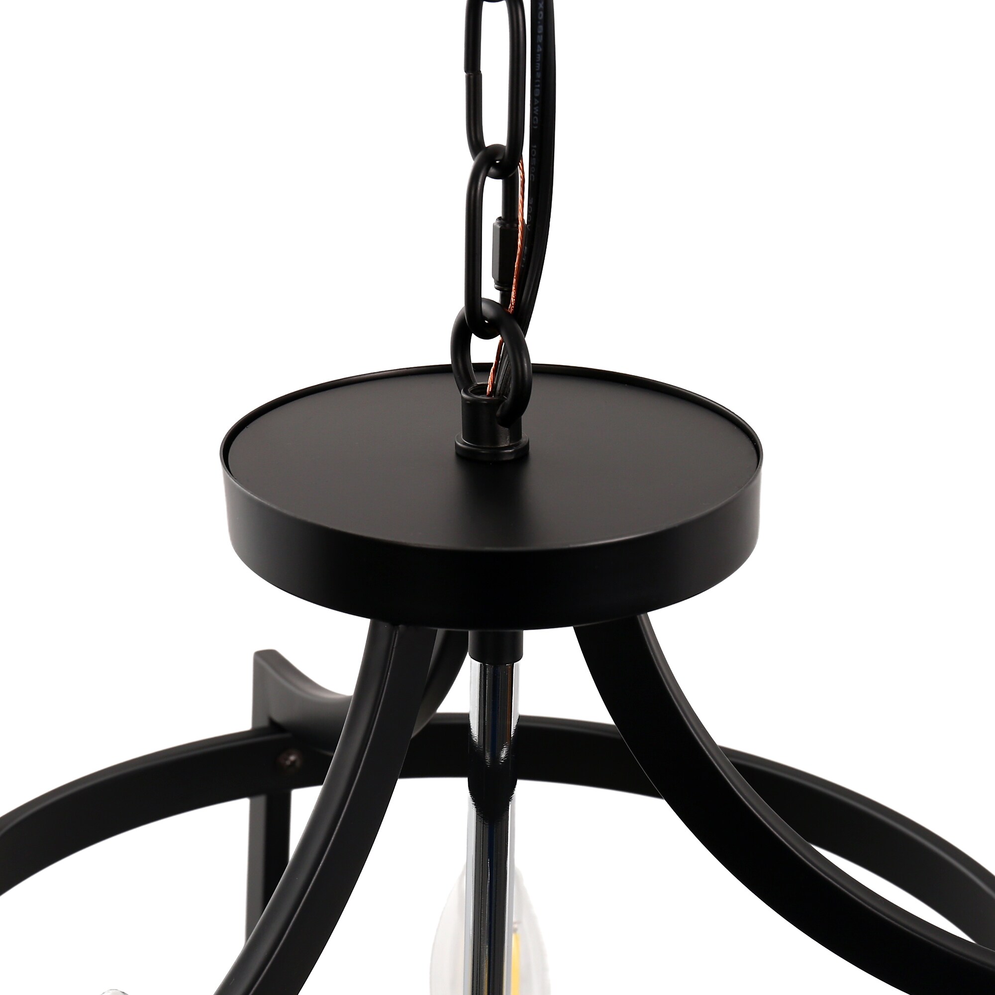 Black Metal 4-Light Adjustable Cage Chandelier