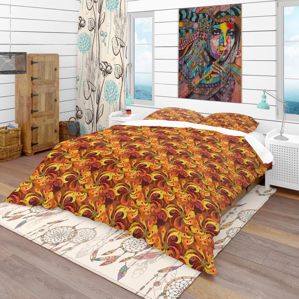 Designart BED18998-K 3 -Piece Yellow King Duvet cover Set