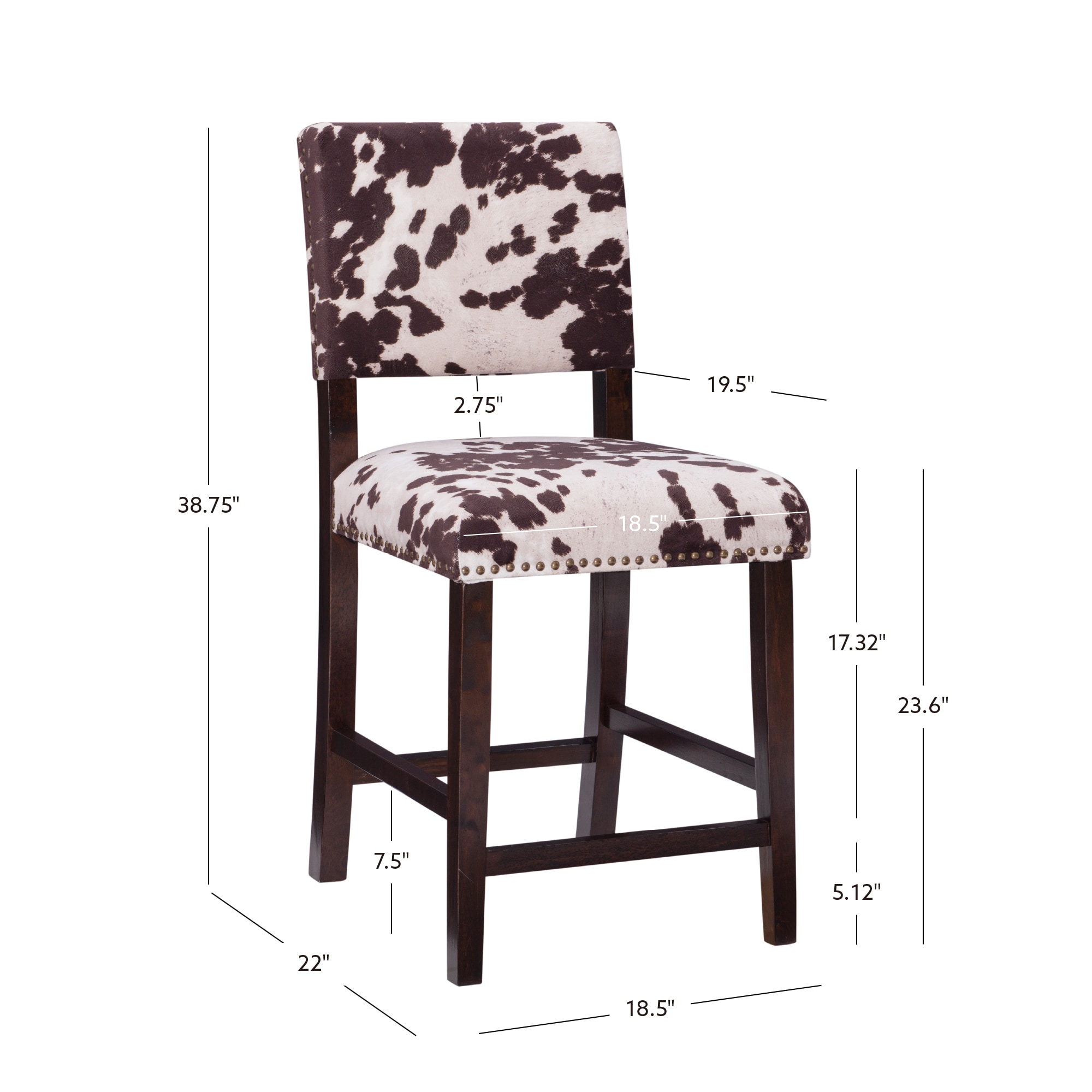Corey 24" Brown and Ivory Cowhide Counter Stool