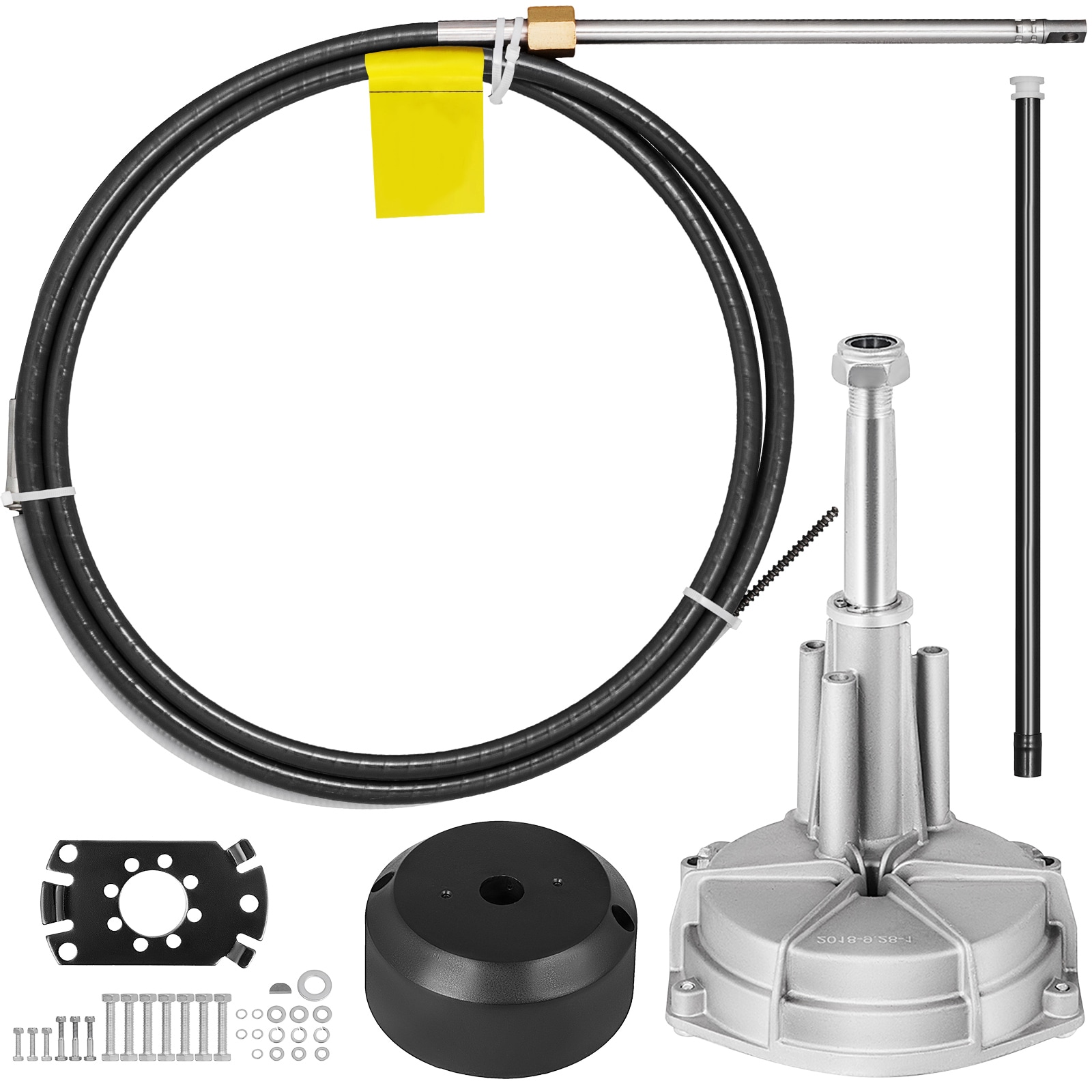 GIVIMO 14-ft Steering Cable Rotary Boat Steering System with 3/4-in Tapered Shaft Swivel Helm 90-Degree Bezel Kit and Mounting Hardware Rust-Resistant Alloy Helm Snap-In Cable for Yachts Fishing Boats Sterndrives and Inboards Outboard Steering Kit