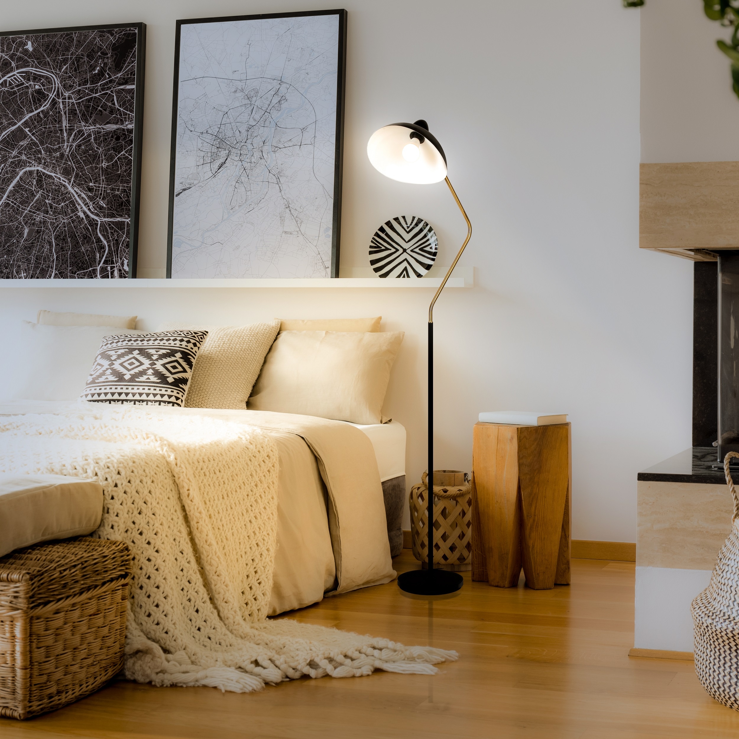 Arcadian Swoop Adjustable Black LED Floor Lamp for Kids