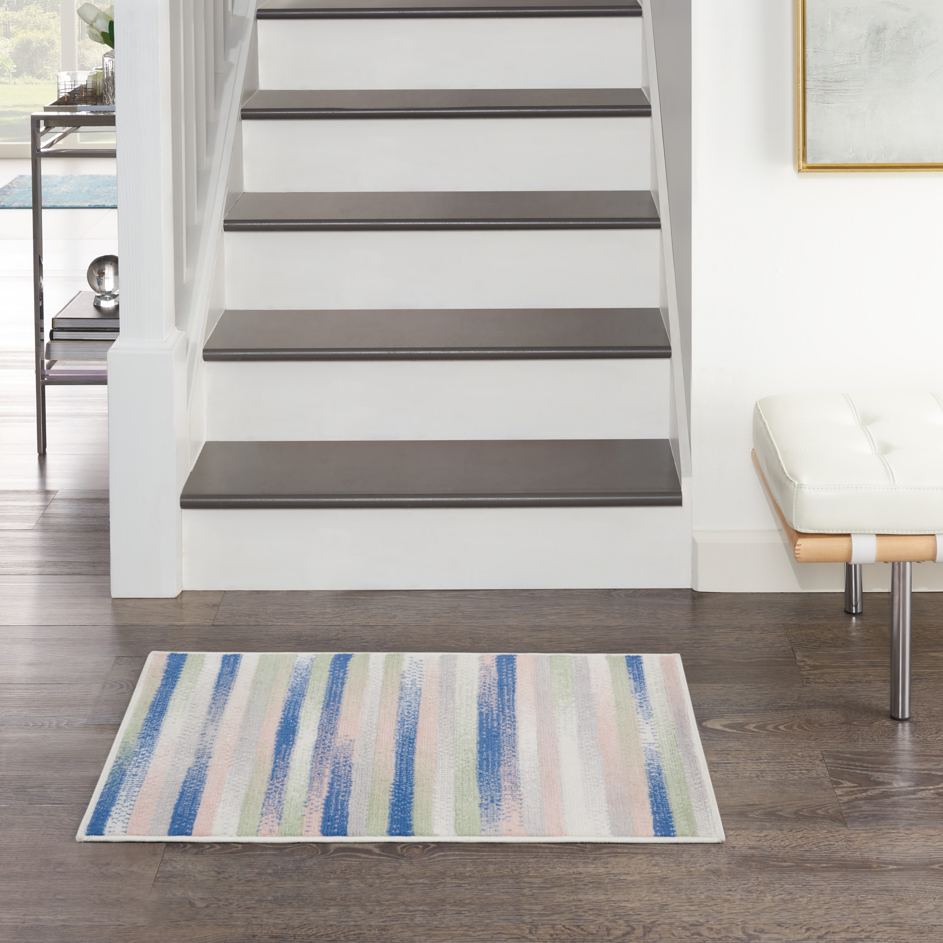 Nourison 99446833716 Whimsicle 2 x 3 (ft) Loomed Polypropylene Ivory Multicolor Rectangular Indoor Stripe Area rug