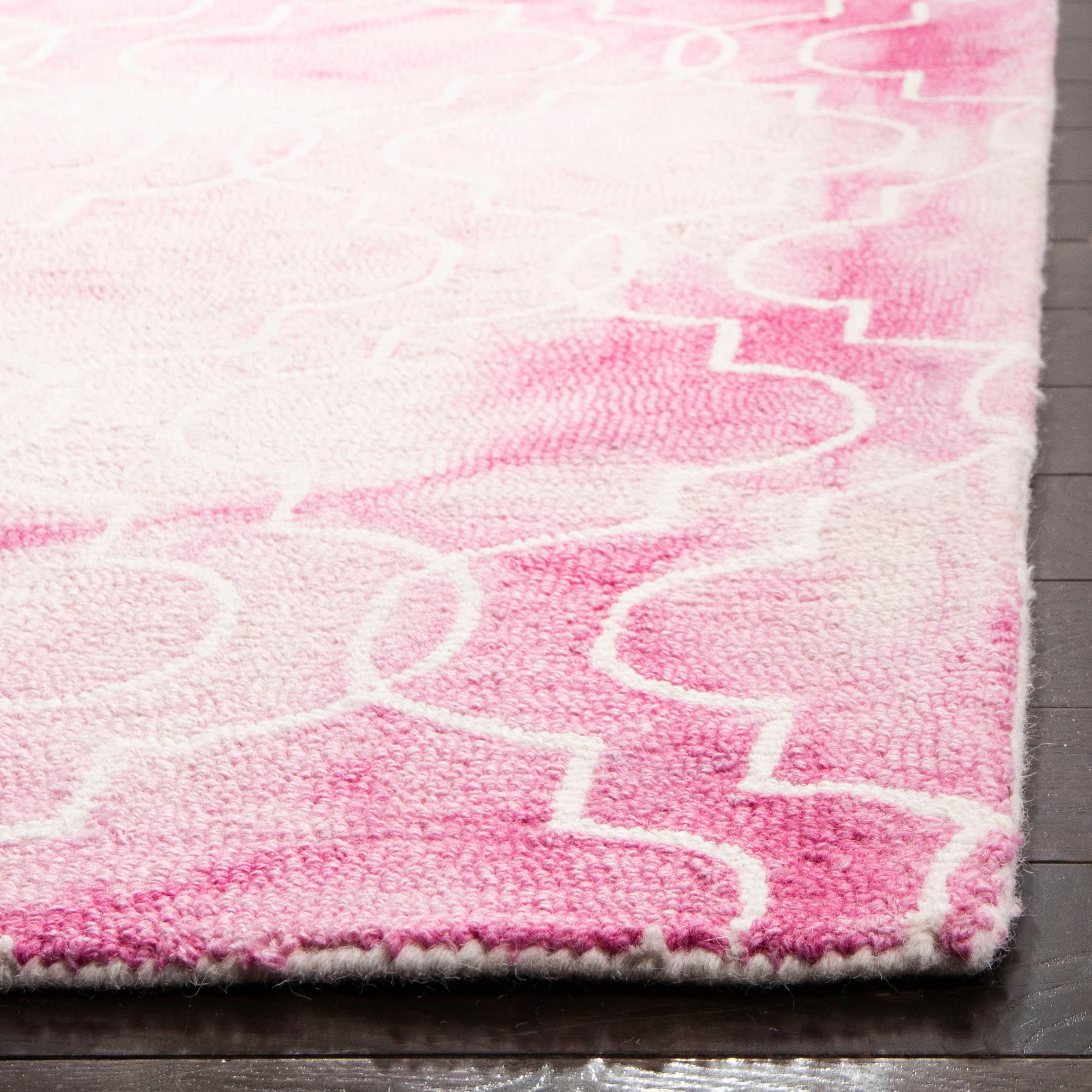 Hand-Tufted Rose and Ivory Wool Area Rug - 2' x 3'