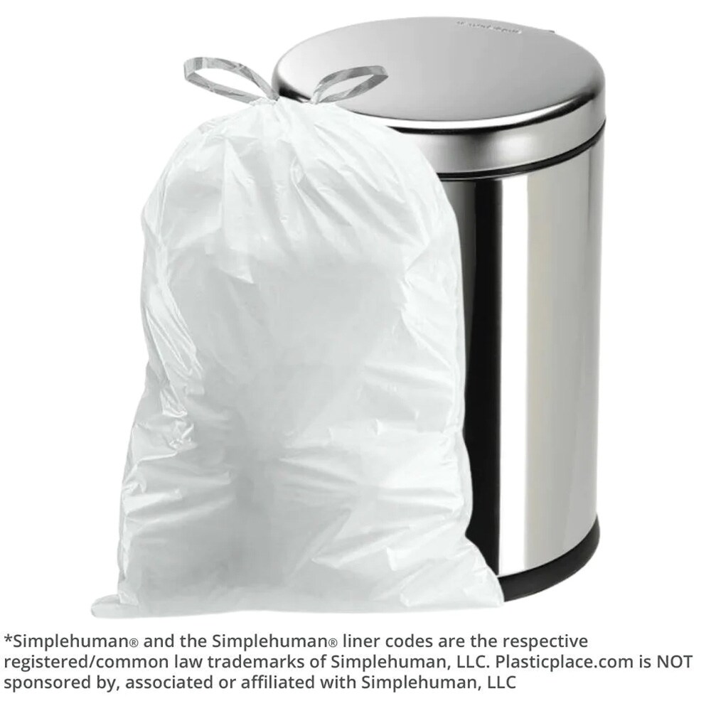 simplehuman Code A Custom Fit Drawstring Trash Bags, 4.5 Liter / 1.2 Gallon, 150 Pack, White