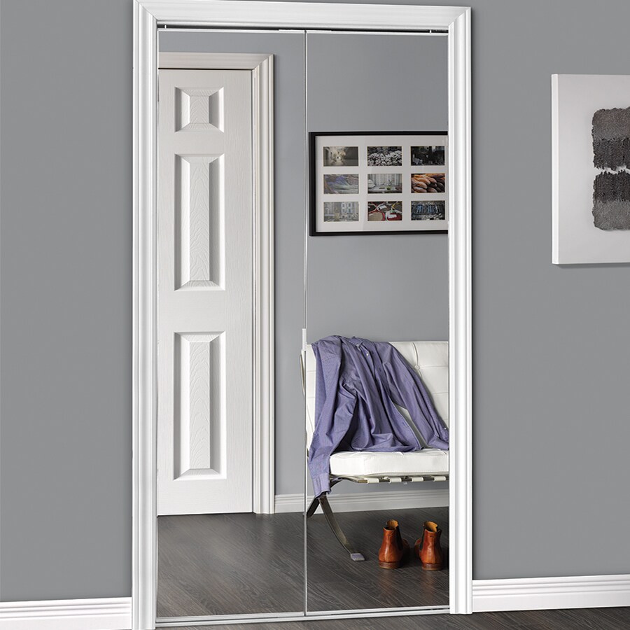 RELIABILT BI321P 36-in x 80-in White 1-panel Mirrored Glass Prefinished Mirror Closet Bifold Door (Hardware Included)