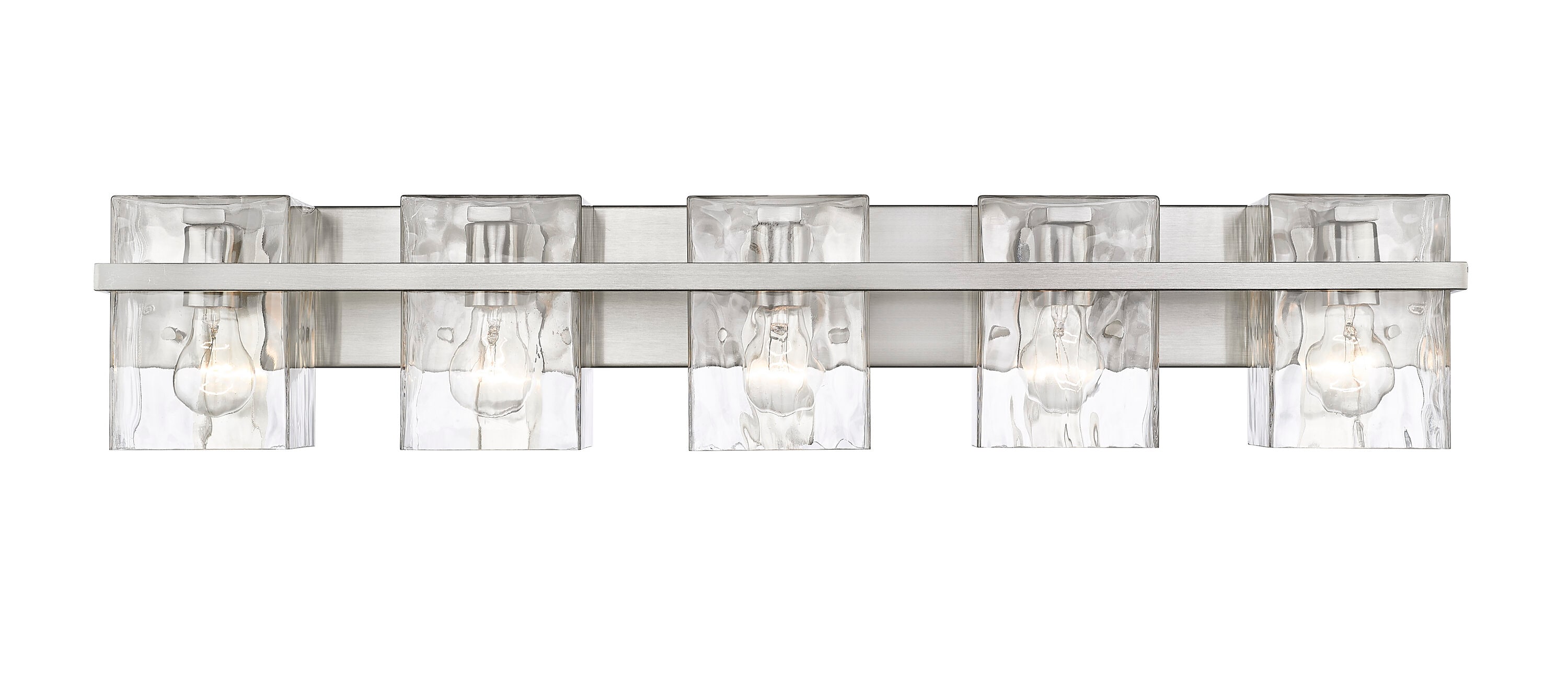 Bennington 36.25" Brushed Nickel Vanity Light with Rippled Glass Shades