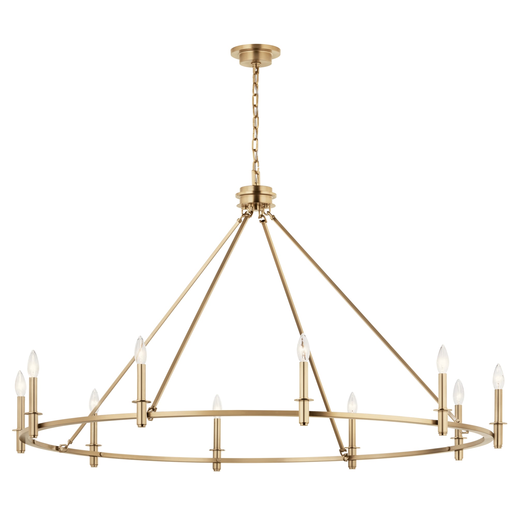 Kichler 52707CPZ Carrick 10 -Light Gold Traditional Bare bulb For Use in Bedrooms, Dining Rooms, Foyers, Kitchens, Living Rooms Chandelier