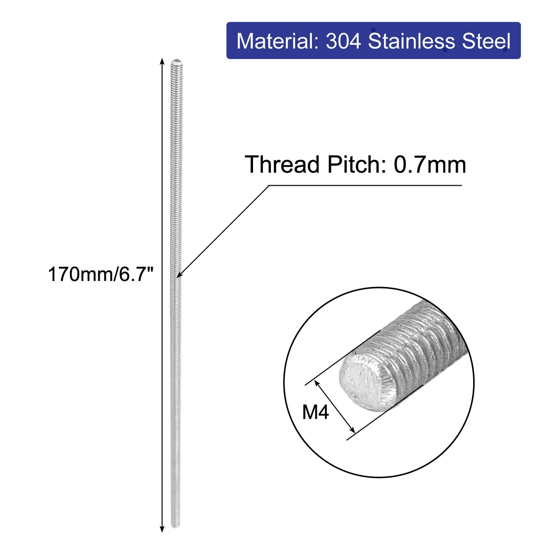 Unique Bargains S26031900UX2289 Threaded-Rod - View #2