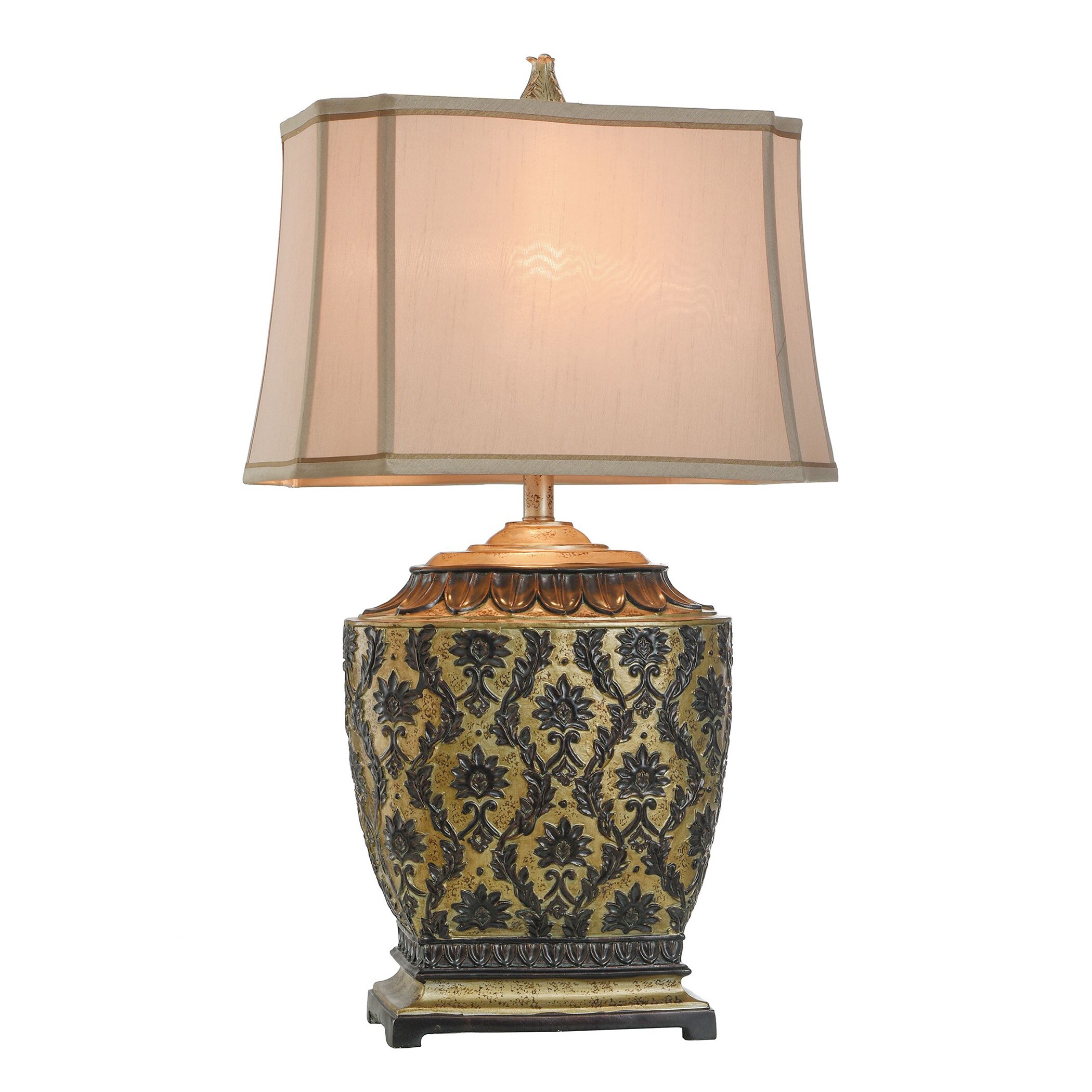 StyleCraft Home Collection 30.3-in Antique Platinum, Barbados 3-way Table  Lamp with Fabric Shade in the Table Lamps department at