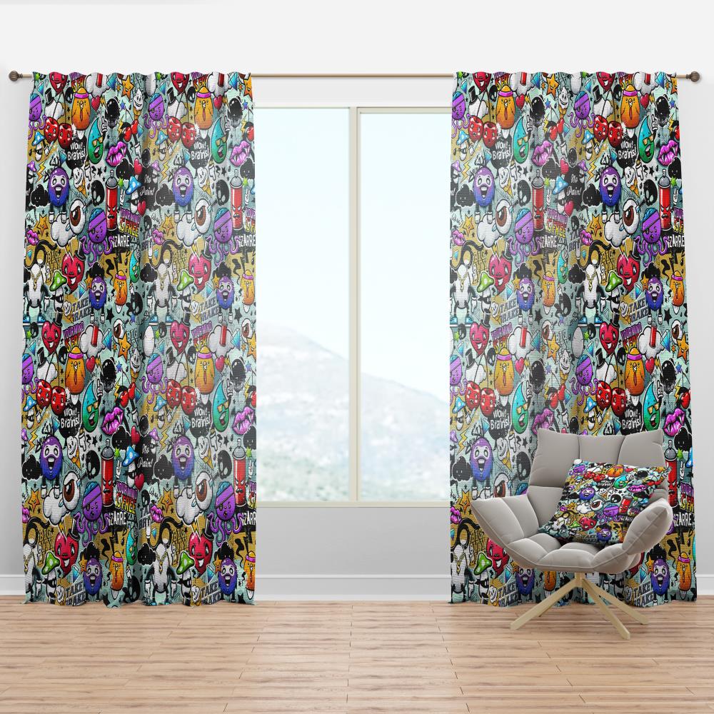 Designart CTN19015-52-120 120-Inches Black Abstract Room darkening Thermal lined Rod pocket Single curtain panel