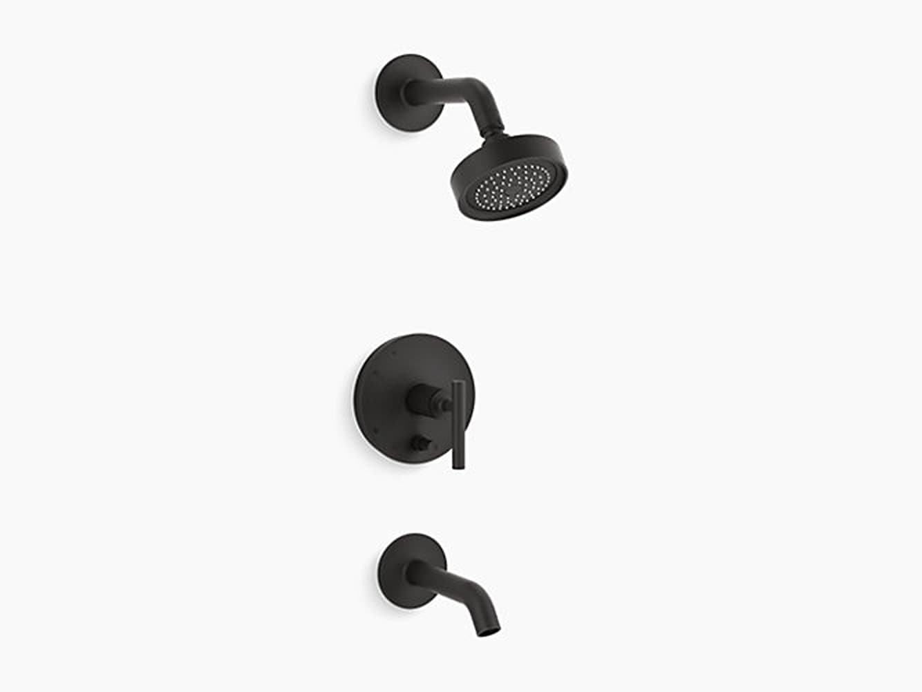 KOHLER K-T14420-4-BL Matte Black 1-handle Single function 4-Inches Round Bathtub and shower Faucet (Valve Not Included)