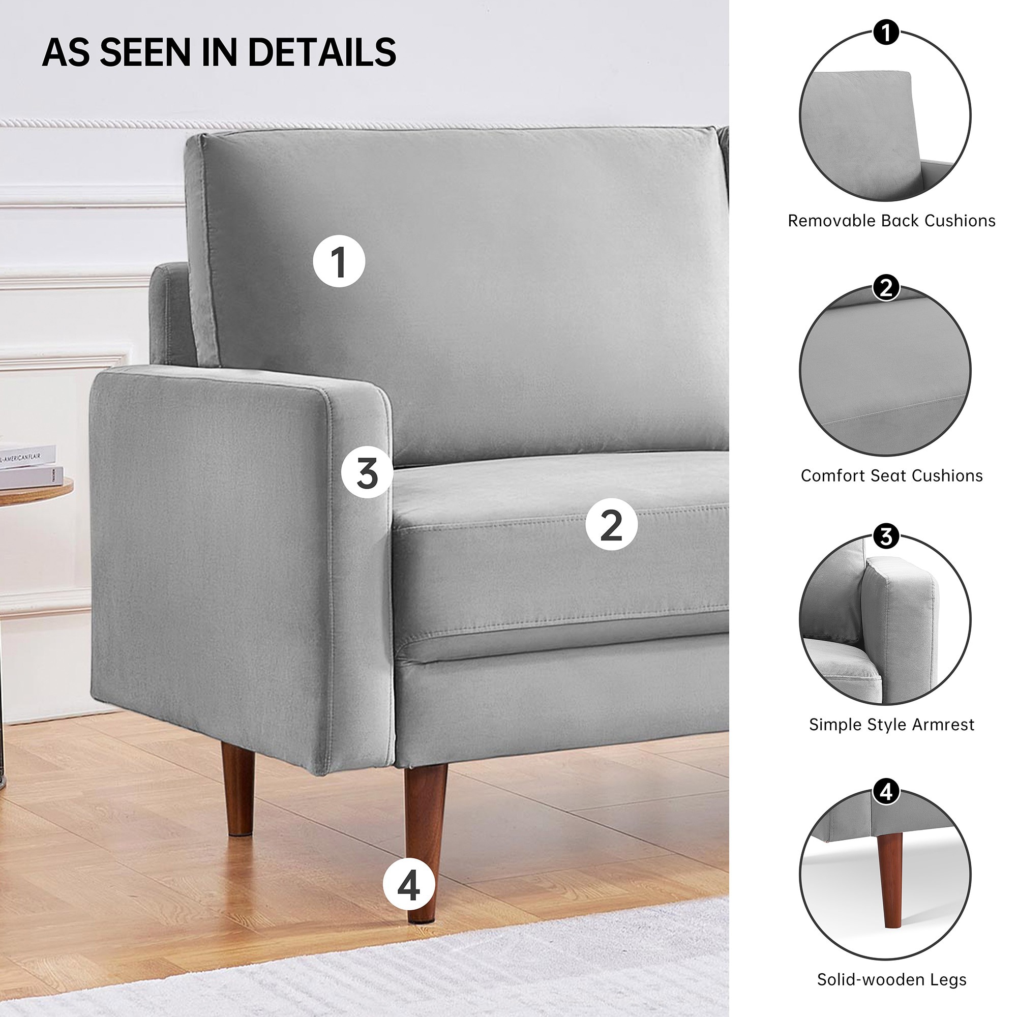 A Furniture Classics SS2789V-GY2S Sofas-Loveseats - View #4