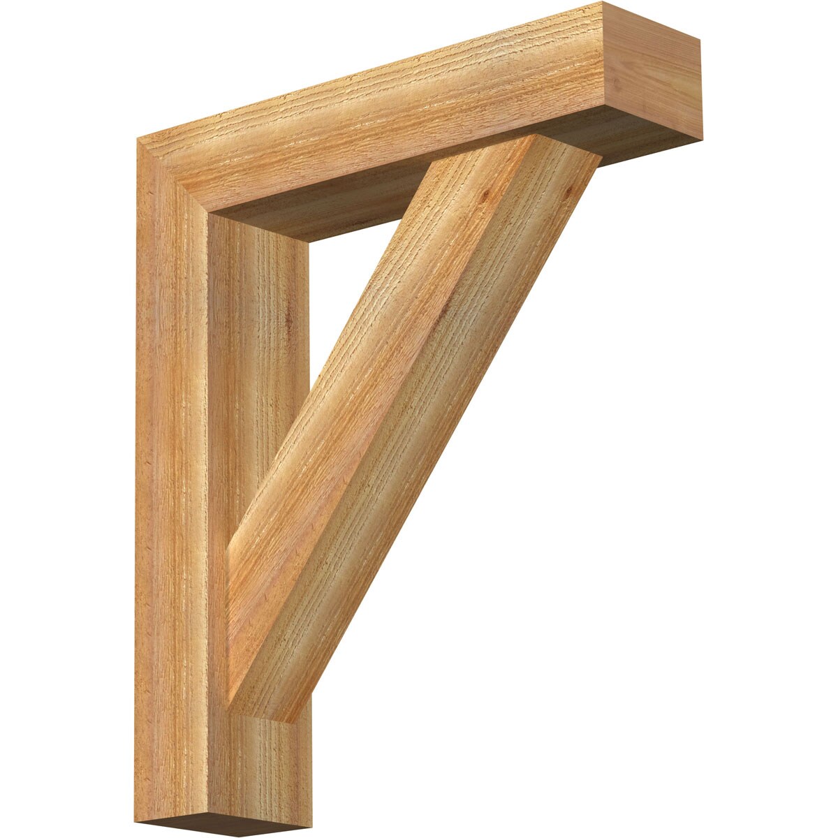 Ekena Millwork 1464746 Traditional Block Rough Sawn Bracket with Offset Brace 6-in x 24-in x 28-in Western red cedar Brown Wood Standard bracket