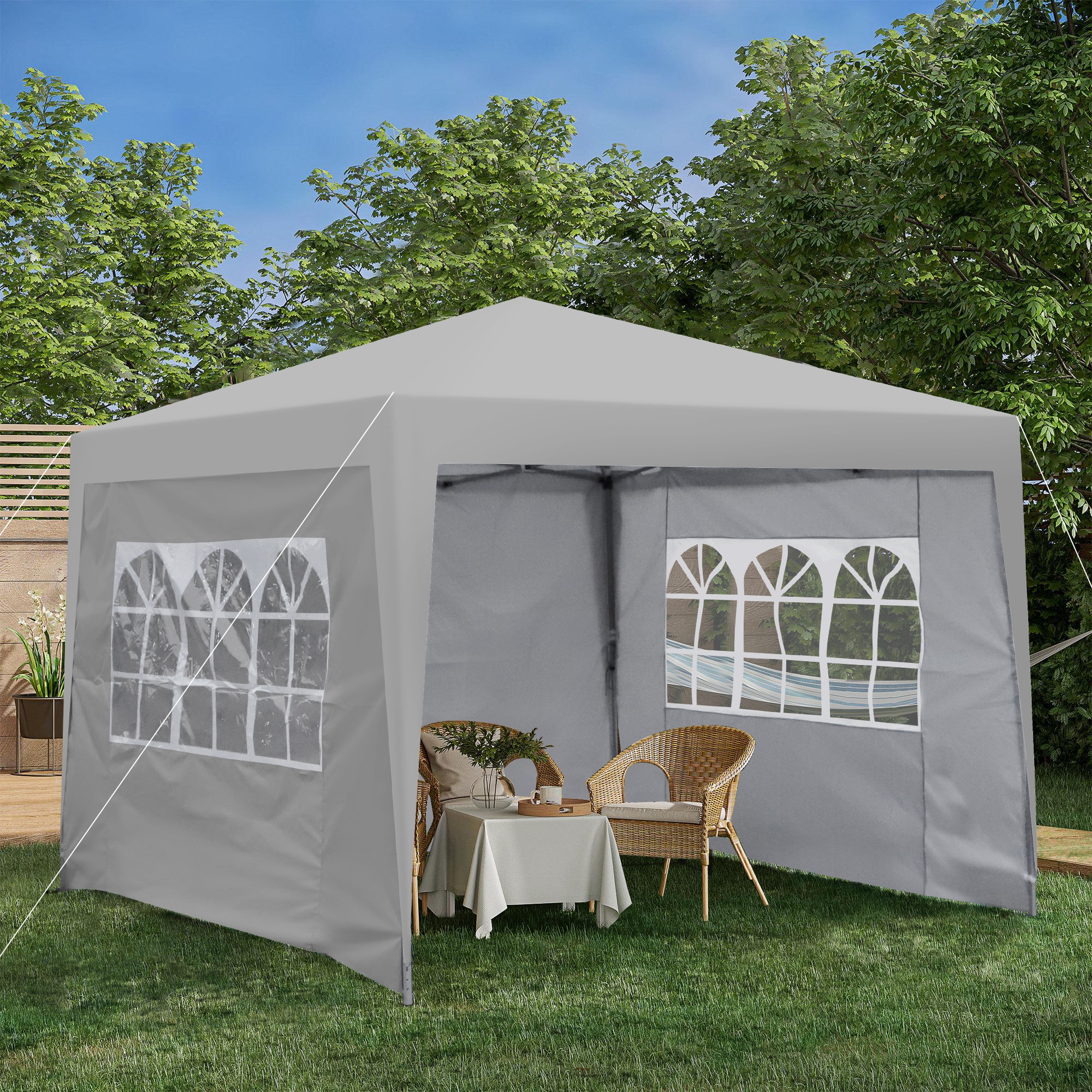 AAZJ 10-ft x 10-ft Gazebo Grey Gazebo with Soft Top Roof (Screen Included)