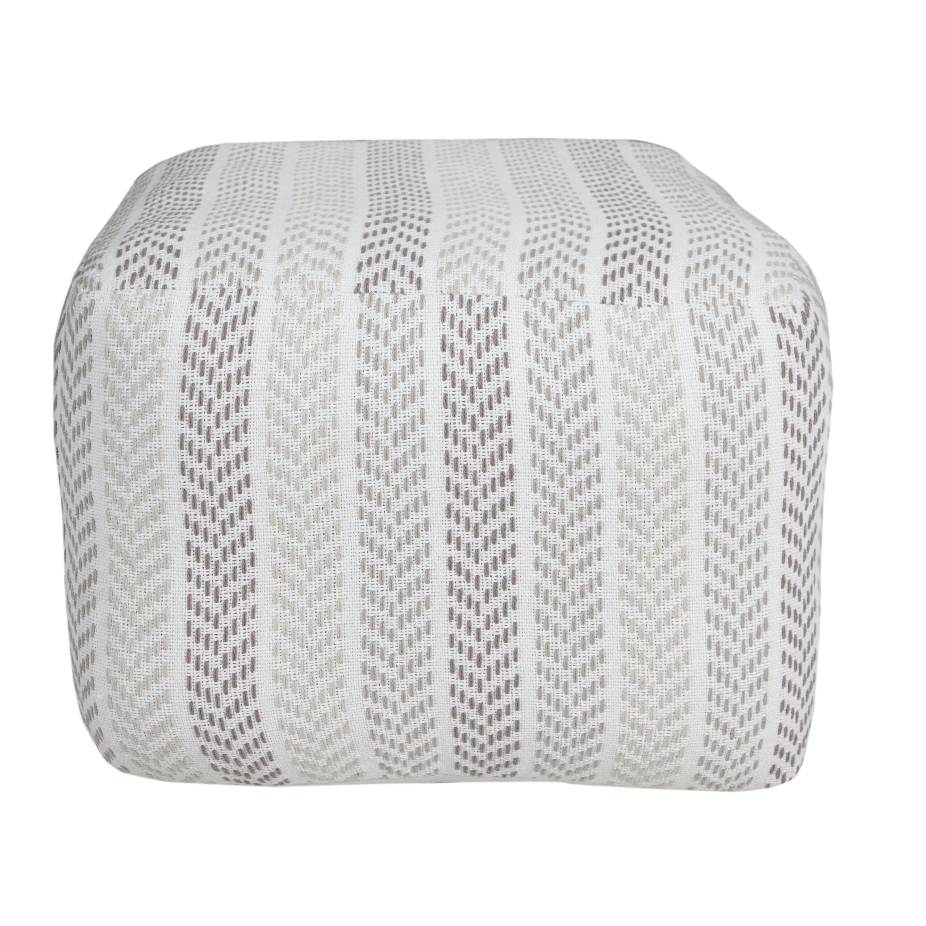 Grayson Lane Eclectic White with Chevron Pattern Ottoman in the Ottomans &  Poufs department at