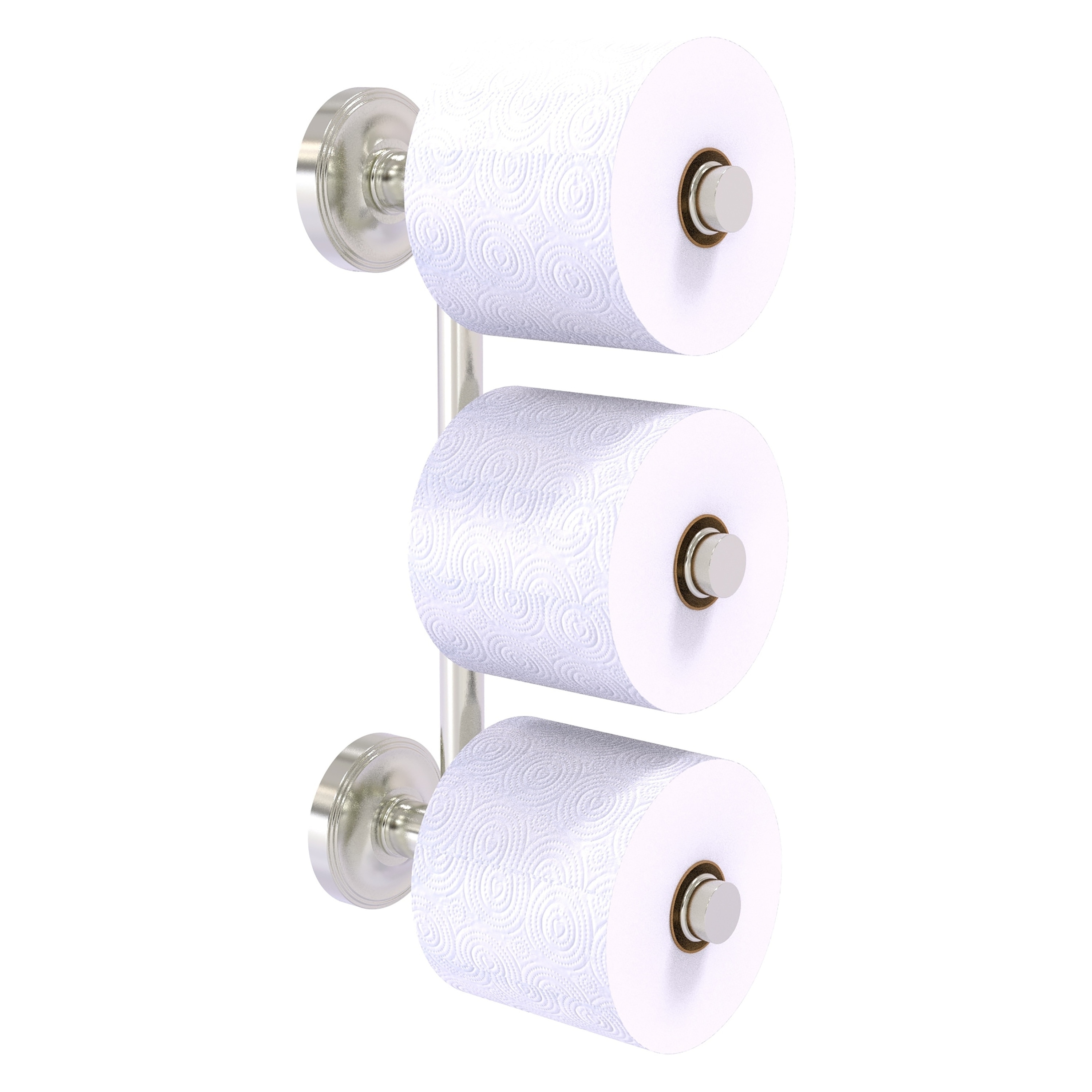 Allied Brass PR-24-3-SN Prestige Regal Satin Nickel Wall mount Double post Toilet Paper Holder 3 -Rolls with Storage