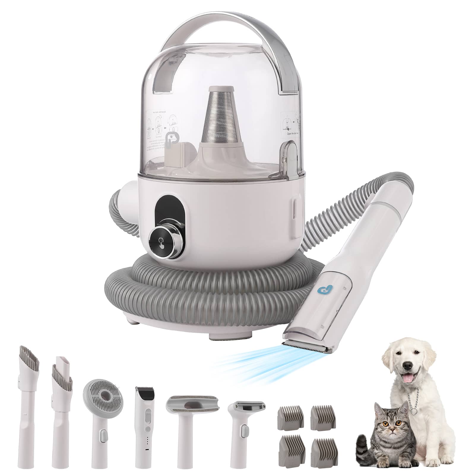 Qeetex LSHQQPHO-0Y50YFWZ Dog Hair Vacuum Cleaner and Grooming Set 2L Dust Cup with 5 Grooming Tools High Suction Power Low Noise Grey