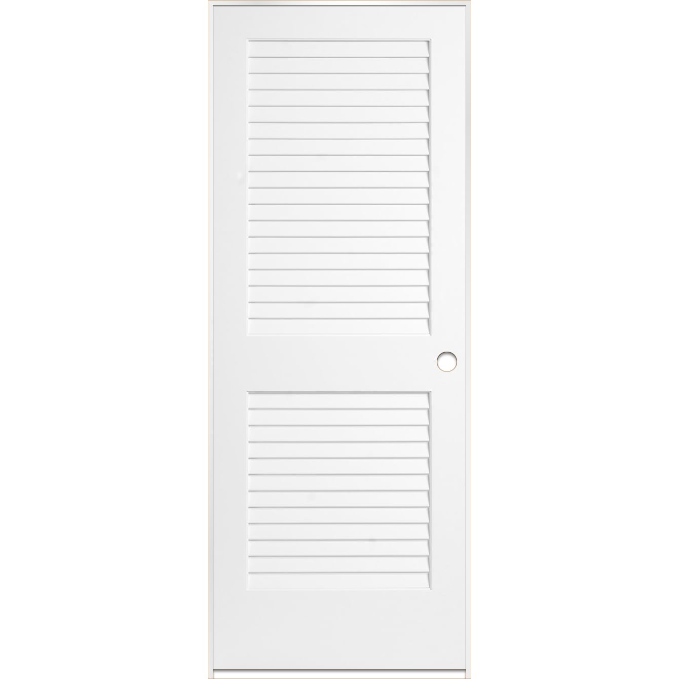 RELIABILT LOE830380 30-in x 80-in Primed Louver Left hand Smooth Primed Pine Wood Flat Jamb Single Prehung Interior Door