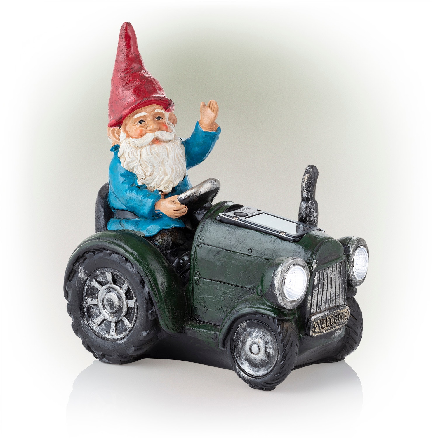 Alpine Corporation WQA1378SLR-GN 10-Inches H x 5-Inches W Green Gnome Garden Statue