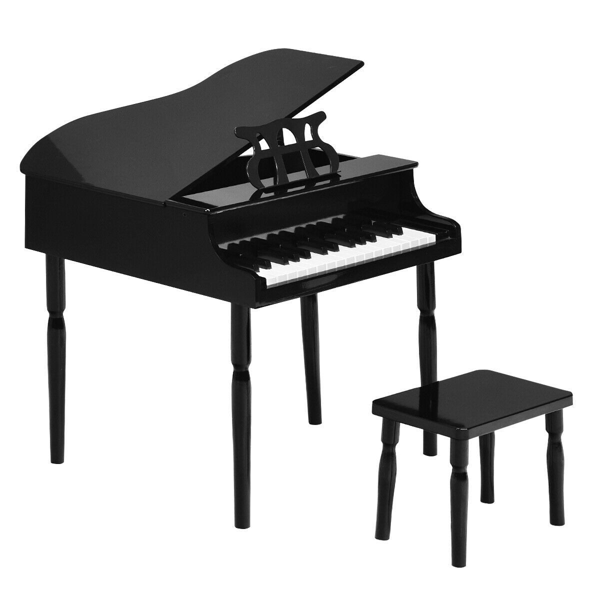 Slickblue D-CO-KB53001UM 30-Key Wooden Kids Piano with Bench for Children Ages 3-8 for Beginner Music Practice at Home- Black