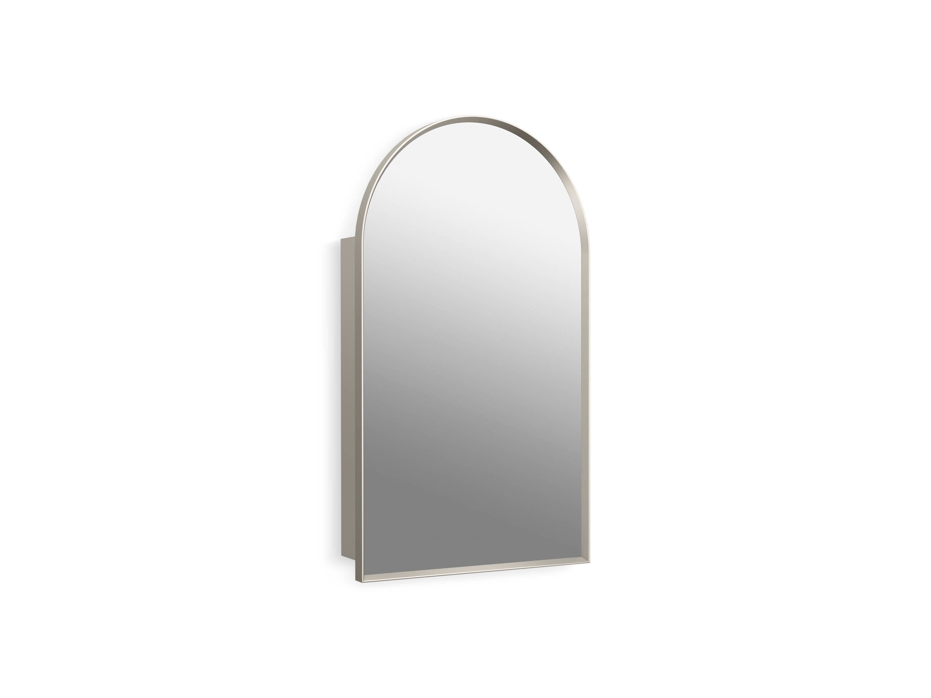 KOHLER 36540-BNL Verdera 20-in x 34-in Surface/Recessed Mount Brushed Nickel Mirrored Arched Soft Close Medicine Cabinet