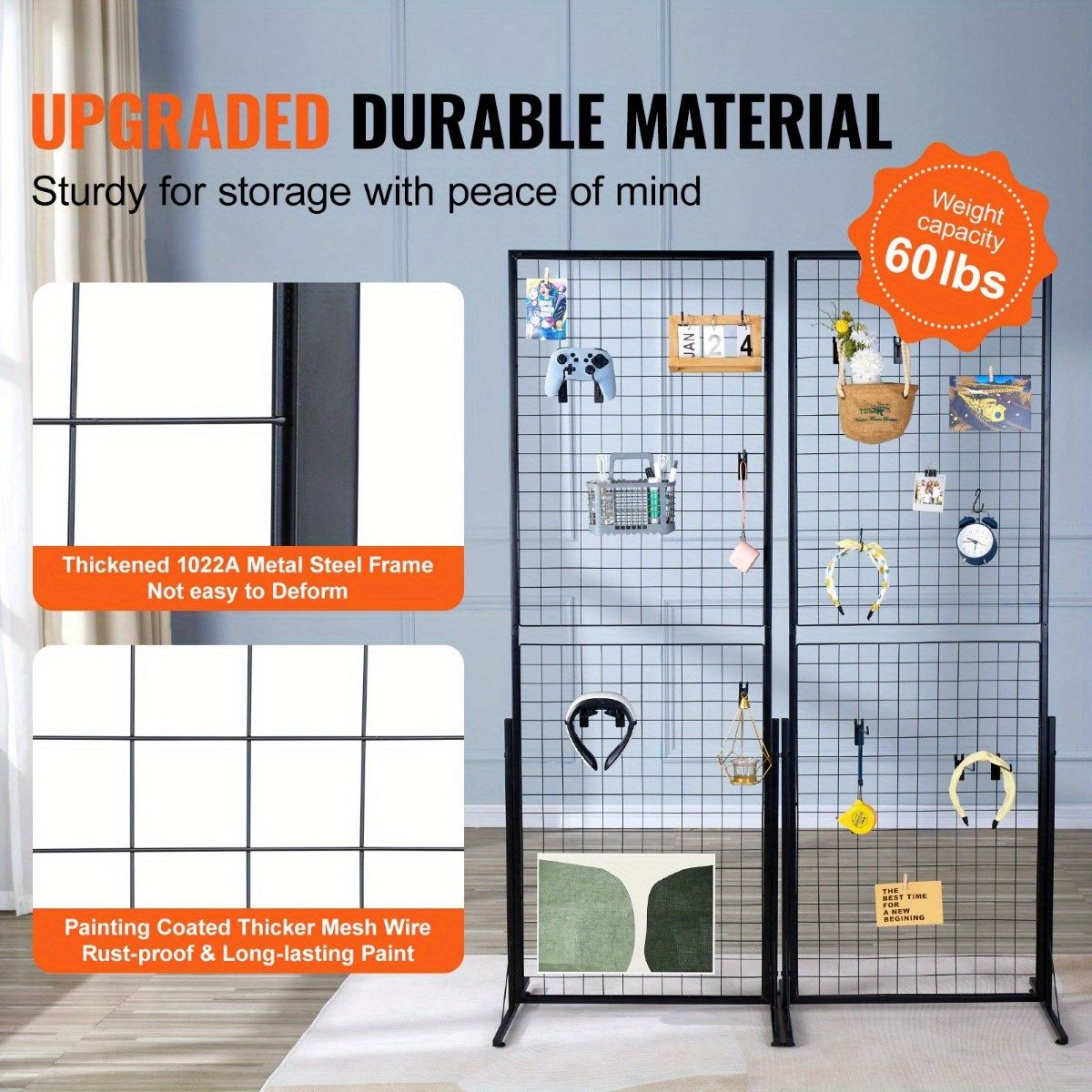 JUSHUA Professional Gridwall Display System 2Pack 24x67 DoubleSided ...