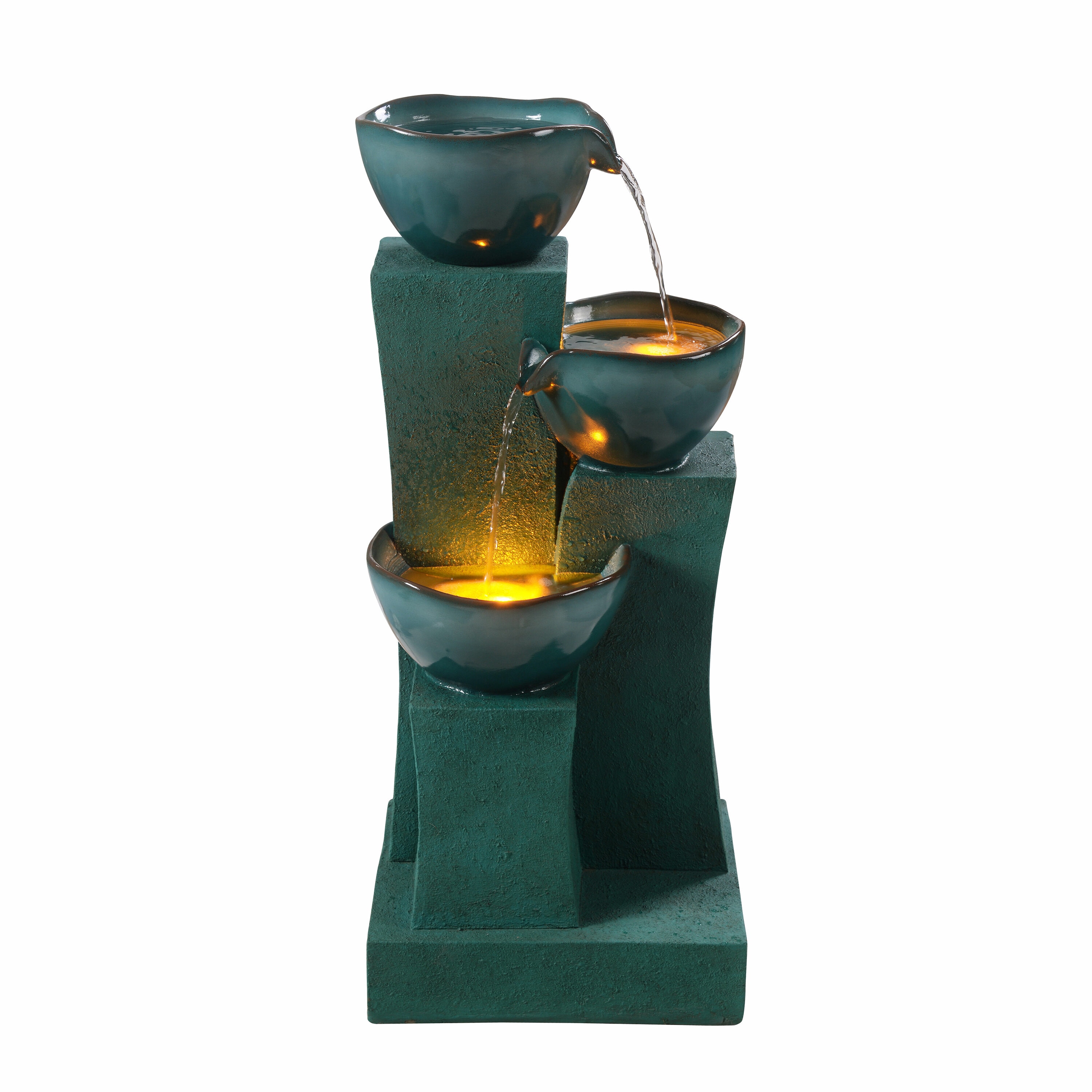Teamson Home RJ-23074G 28.54-in H Resin Electric Powered Tiered Outdoor Fountain Pump Included