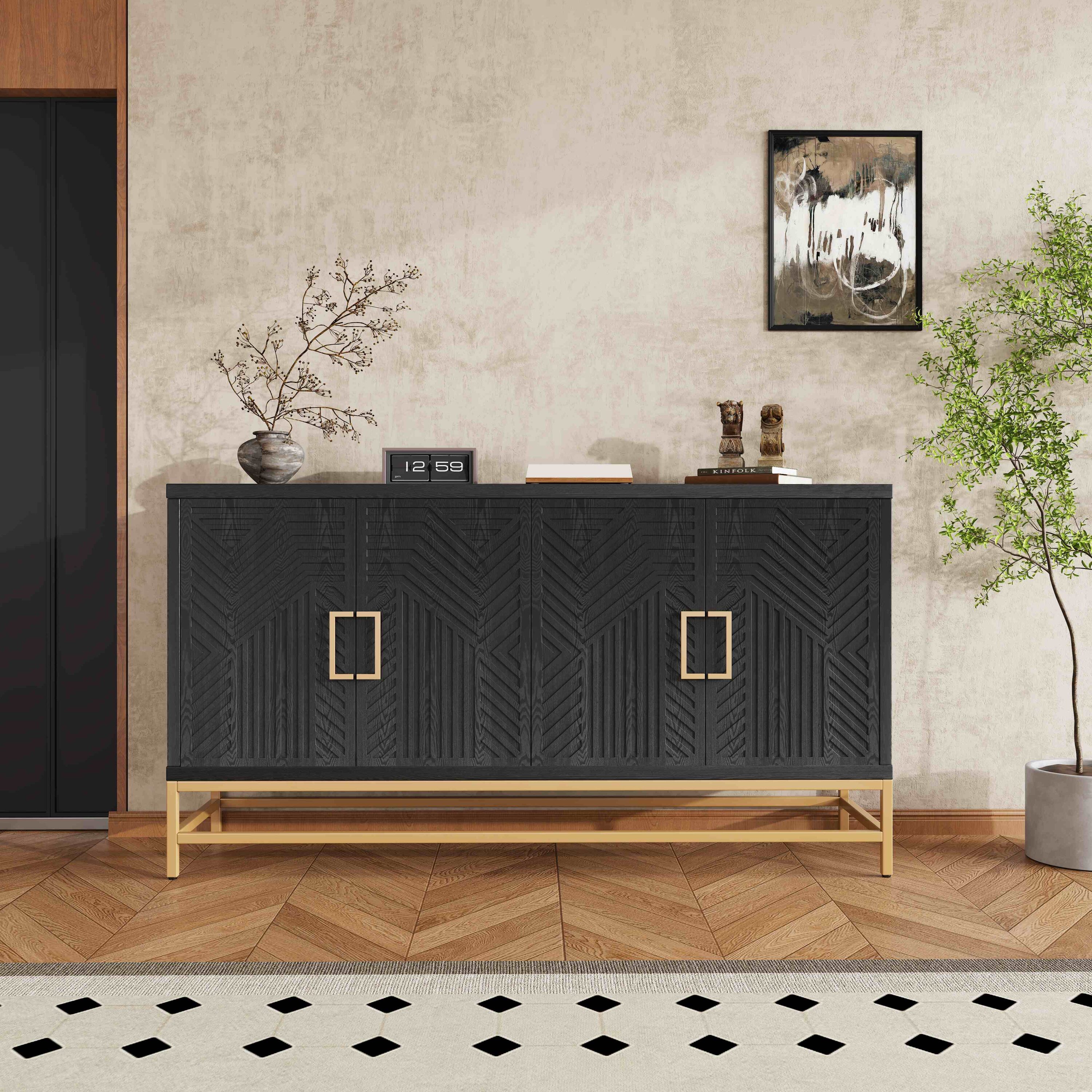 Dexmalle N715P232695B black sideboard cabinet with adjustable shelves