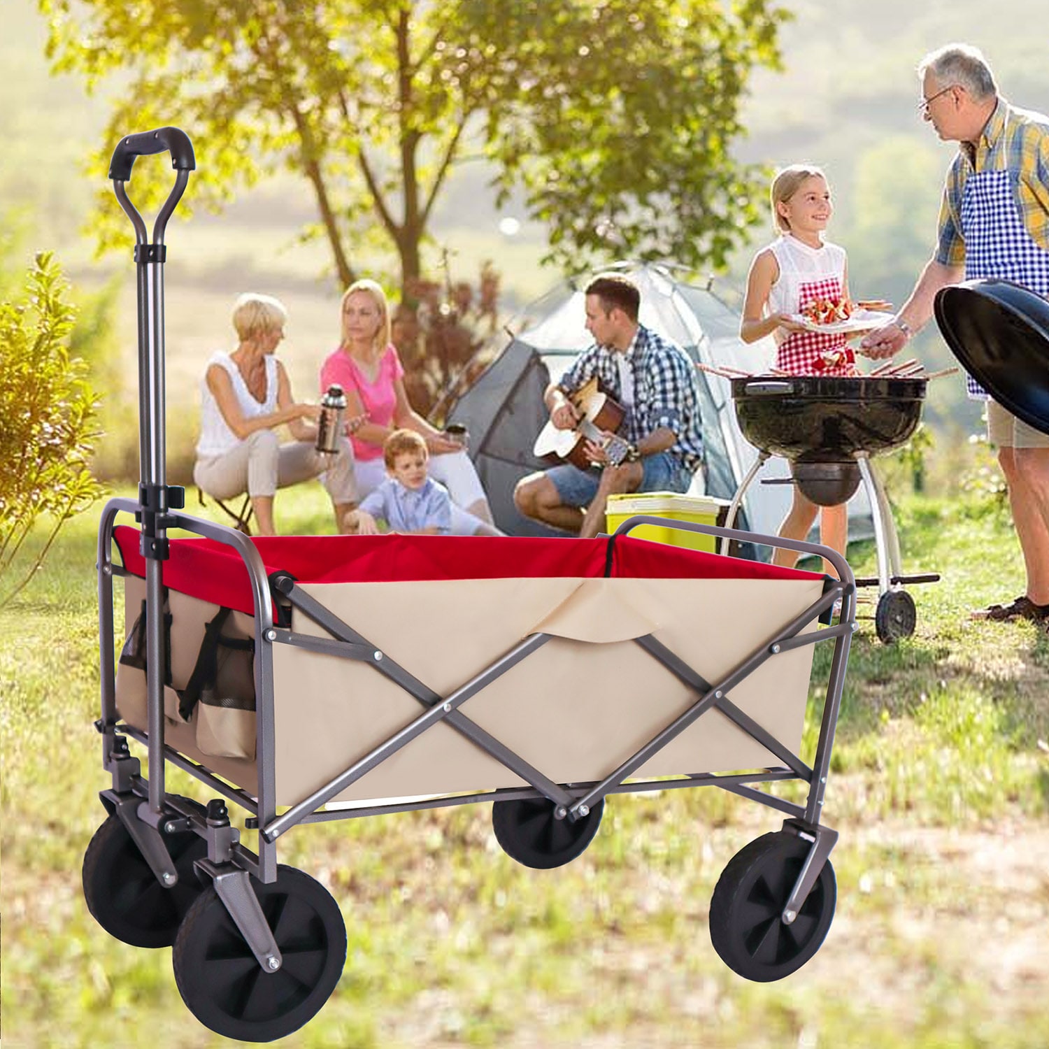 SINOFURN 4-cu ft Steel Folding Yard Cart in the Yard Carts department ...