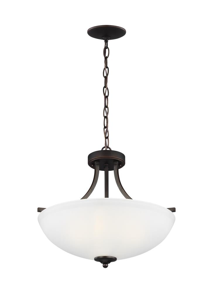 Bronze and White Glass 18" Transitional Bowl Pendant Light