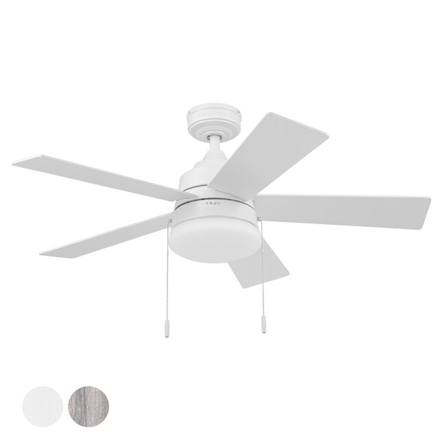 Harbor Breeze Kennerly 44 In White Indoor Outdoor Ceiling Fan With Light 5 Blade The Fans Department At Lowes Com