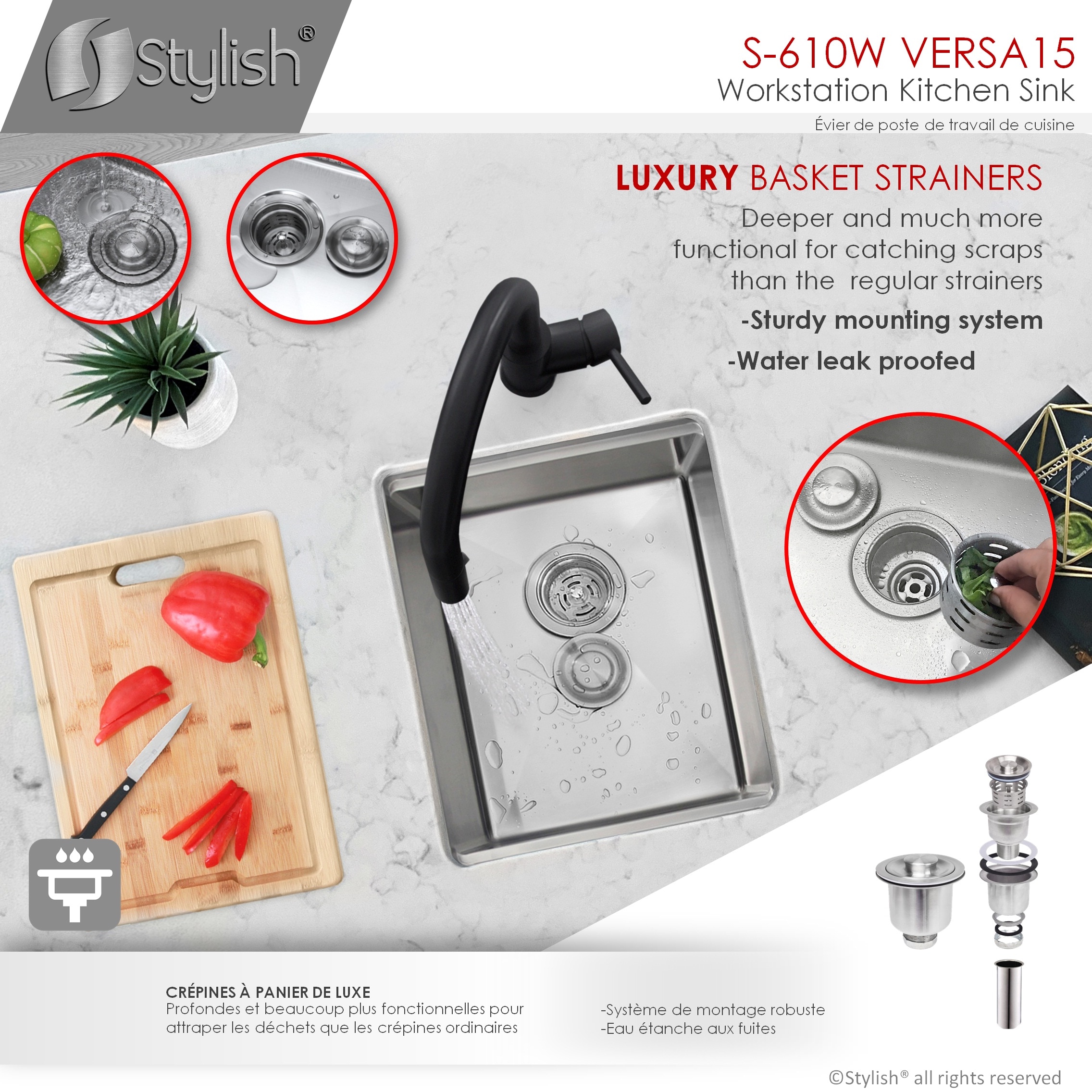 Stylish S-610W1 Kitchen-Sinks - View #10