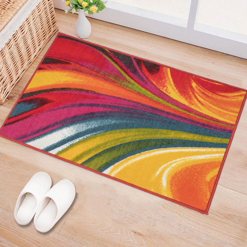 World Rug Gallery Contemporary Bright Flowers Non-Slip (Non-Skid) Multi 1'8 inch x 2'6 inch Indoor Rug