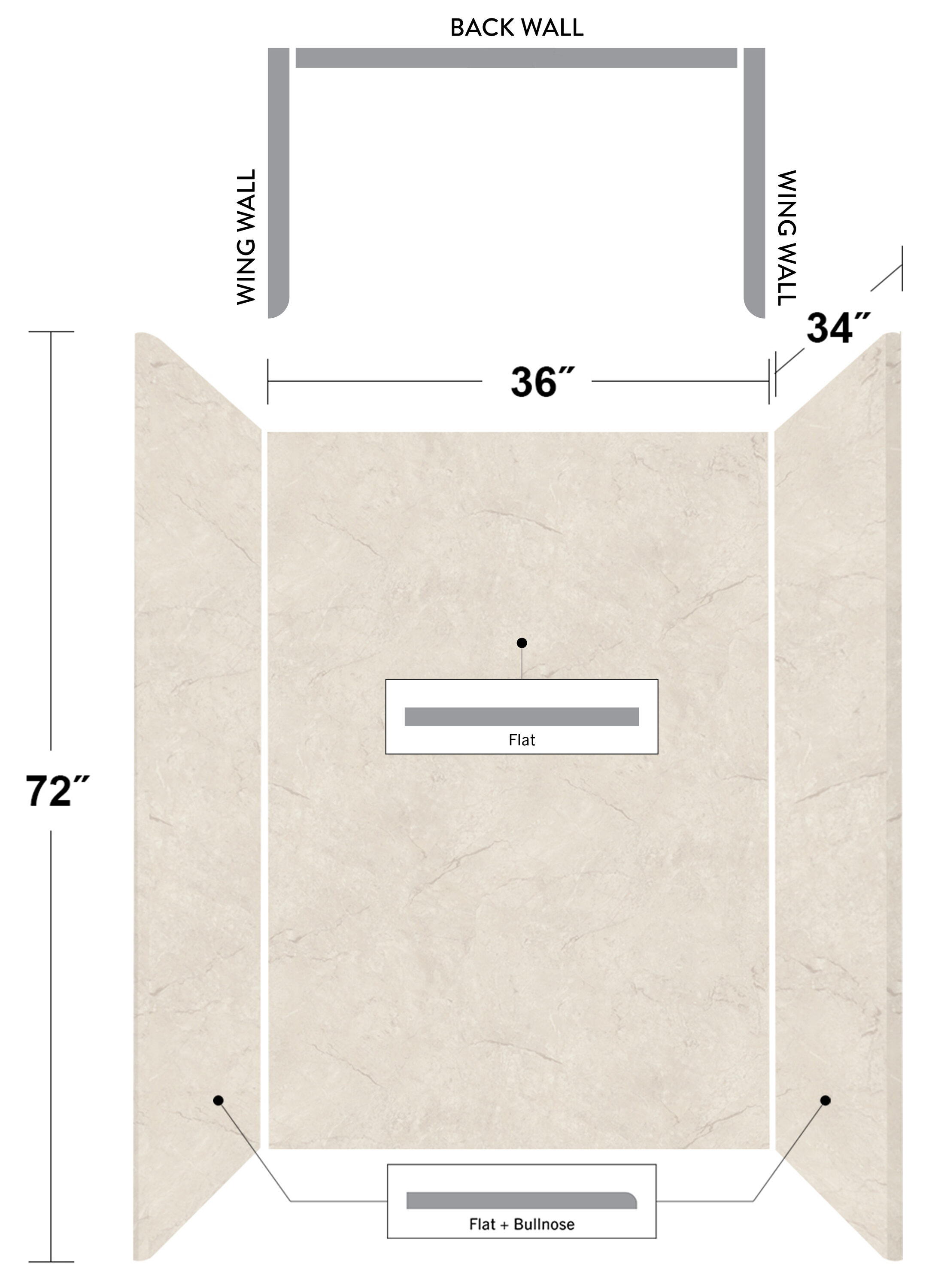Wetwall WWK130795236X34X72 Shower-Wall-Surrounds - View #2