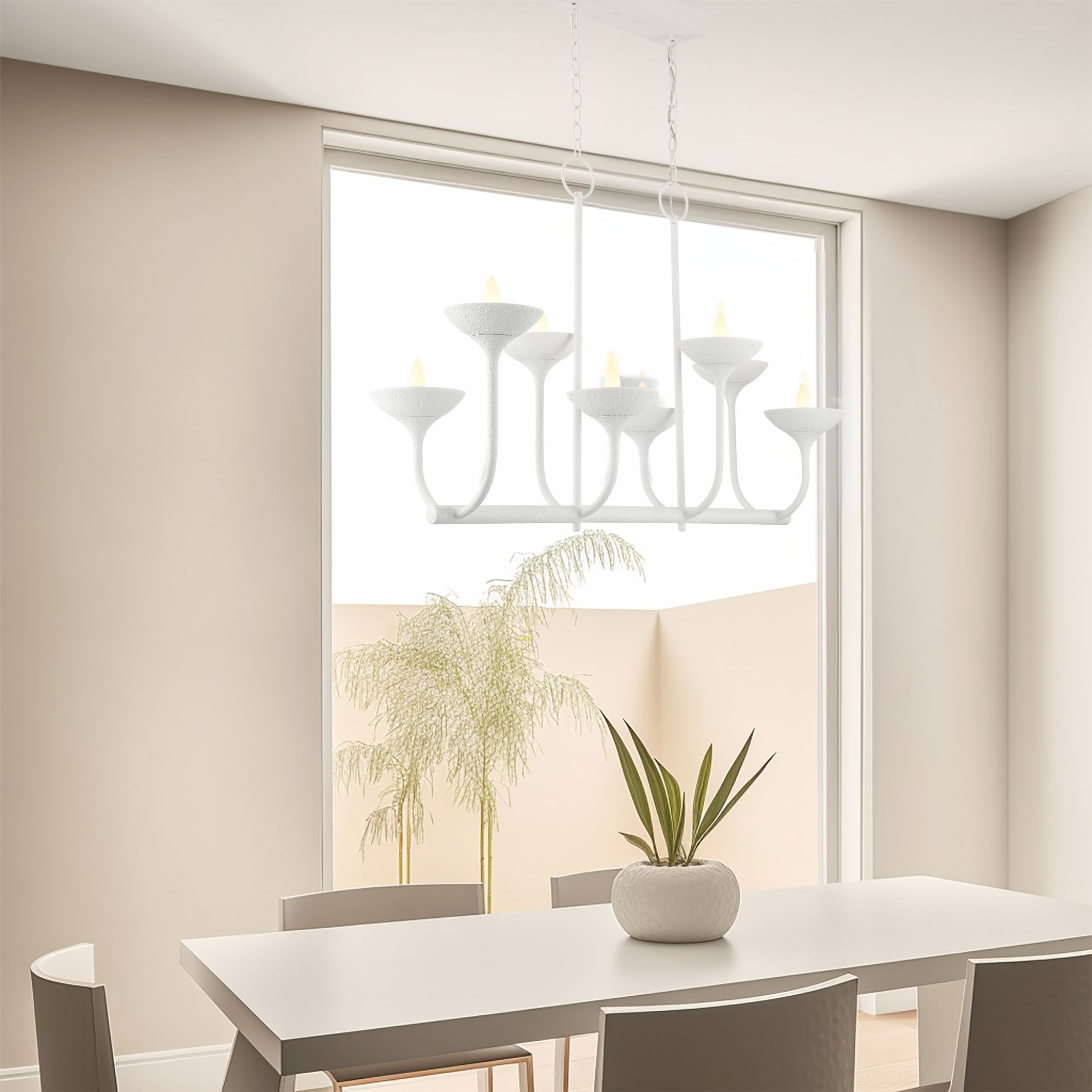 Minka Lavery 4718-892 Ryton 8 -Light Matte White Modern/contemporary For Use in Bedrooms, Dining Rooms, Foyers, Kitchens, Living Rooms Chandelier